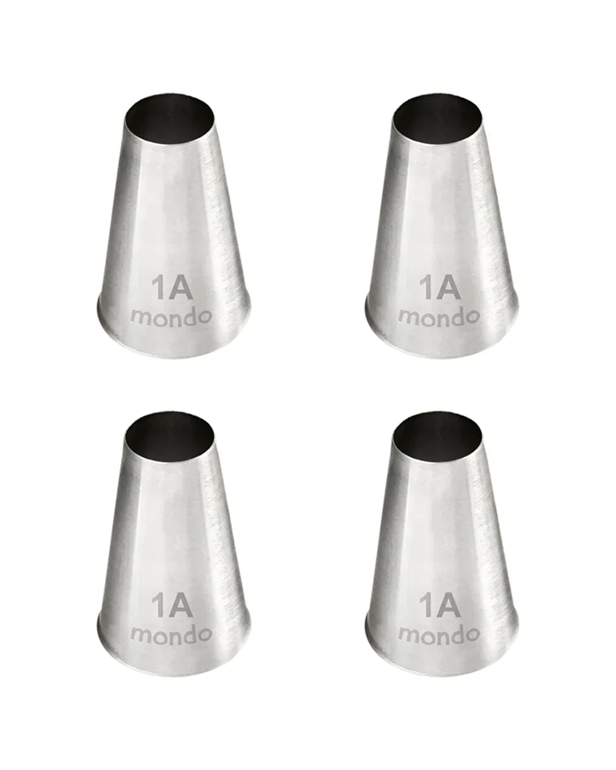 1 Mondo 4PK 1A Round Piping Tip Stainless Steel Seamless Durable Construction Cake Decorating Tool - Silver, 1 of 3