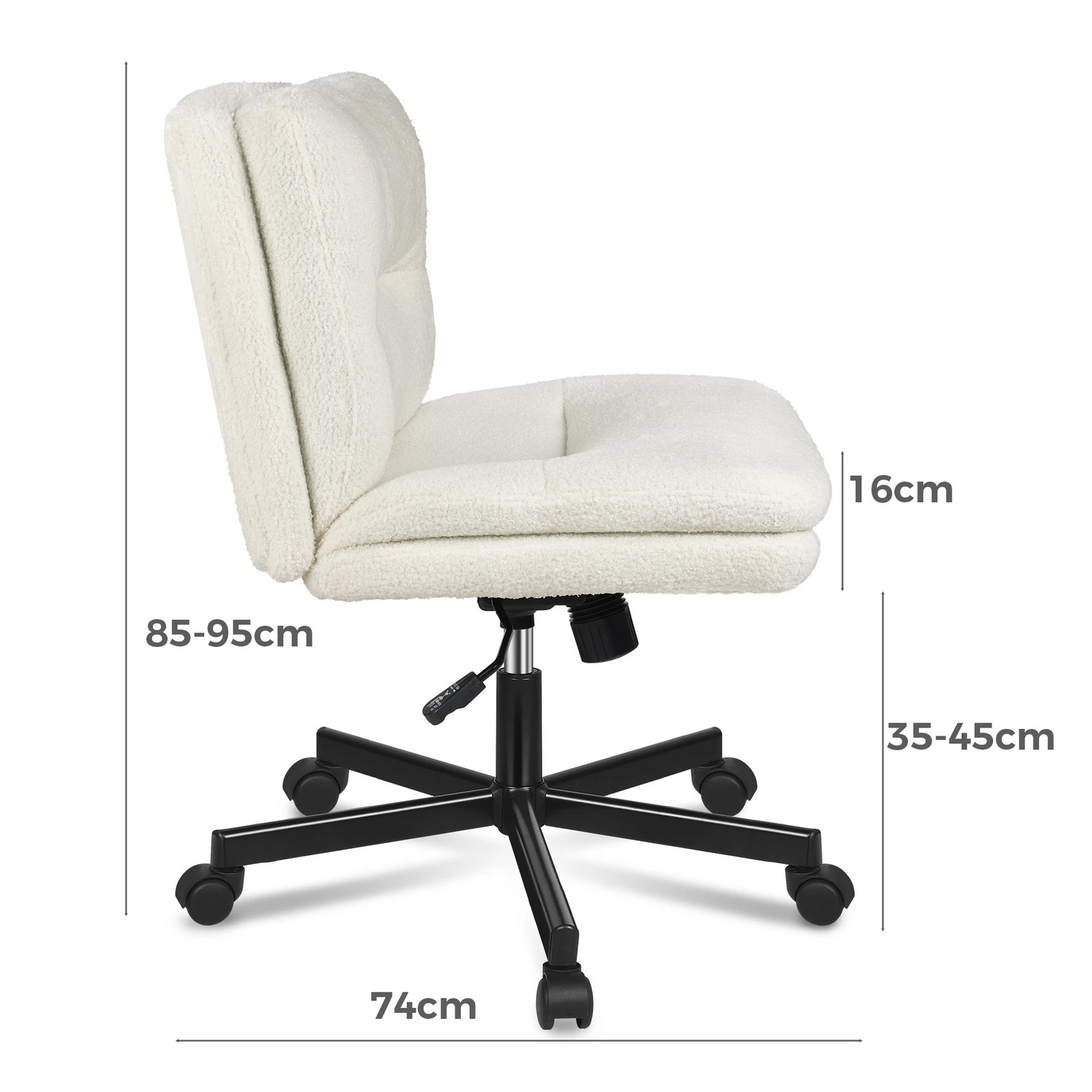7 Alfordson Desk Chair Office Computer Armless Wide Seat Mid Back Boucle - White, 7 of 7
