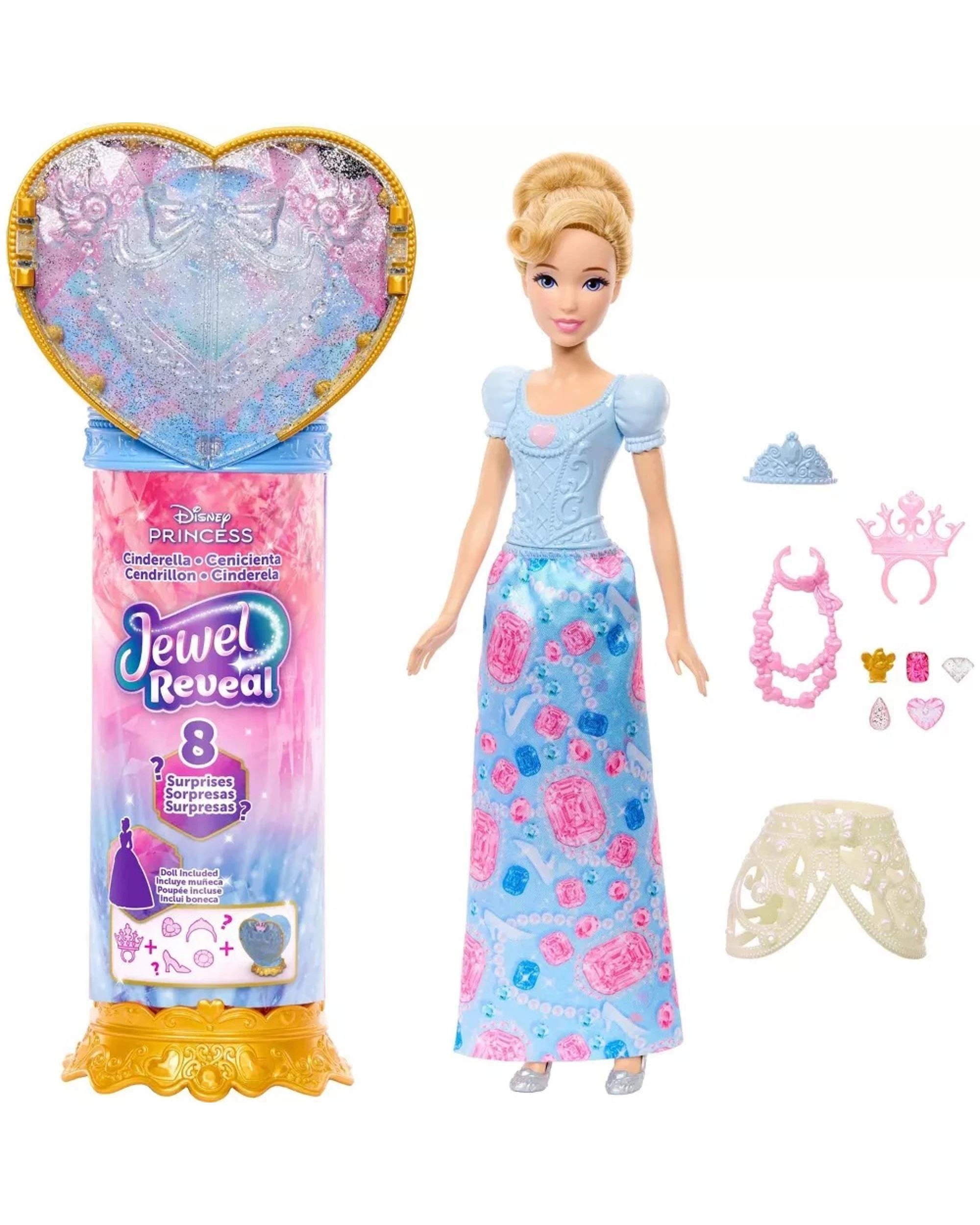 2 Disney Princess Jewel Reveal Cinderella Fashion Doll, 2 of 5