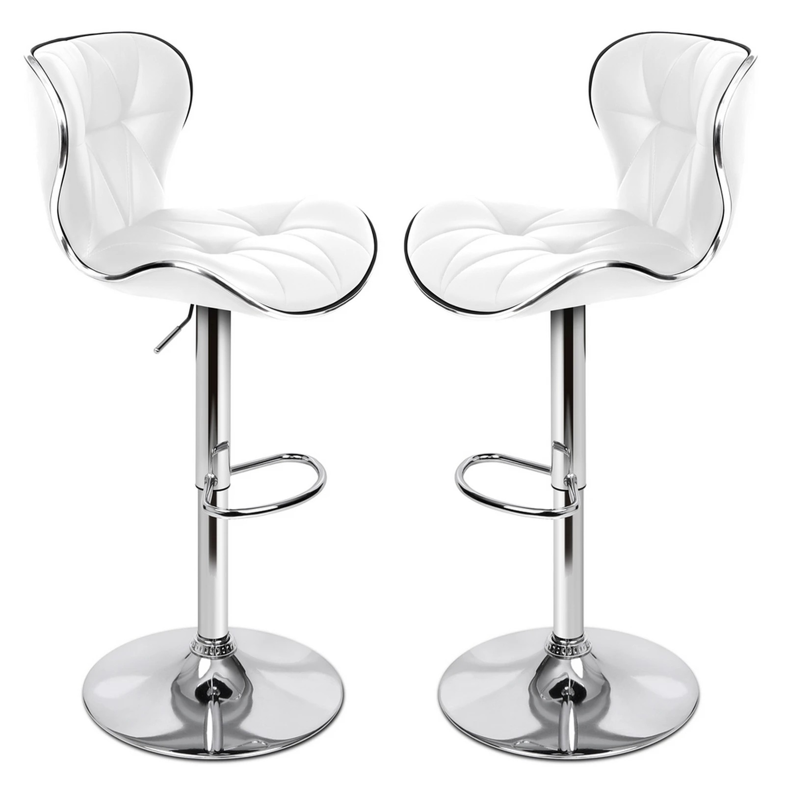 1 Alfordson 2x Bar Stools Luna Kitchen Swivel chair Leather Gas lift - White, 1 of 10