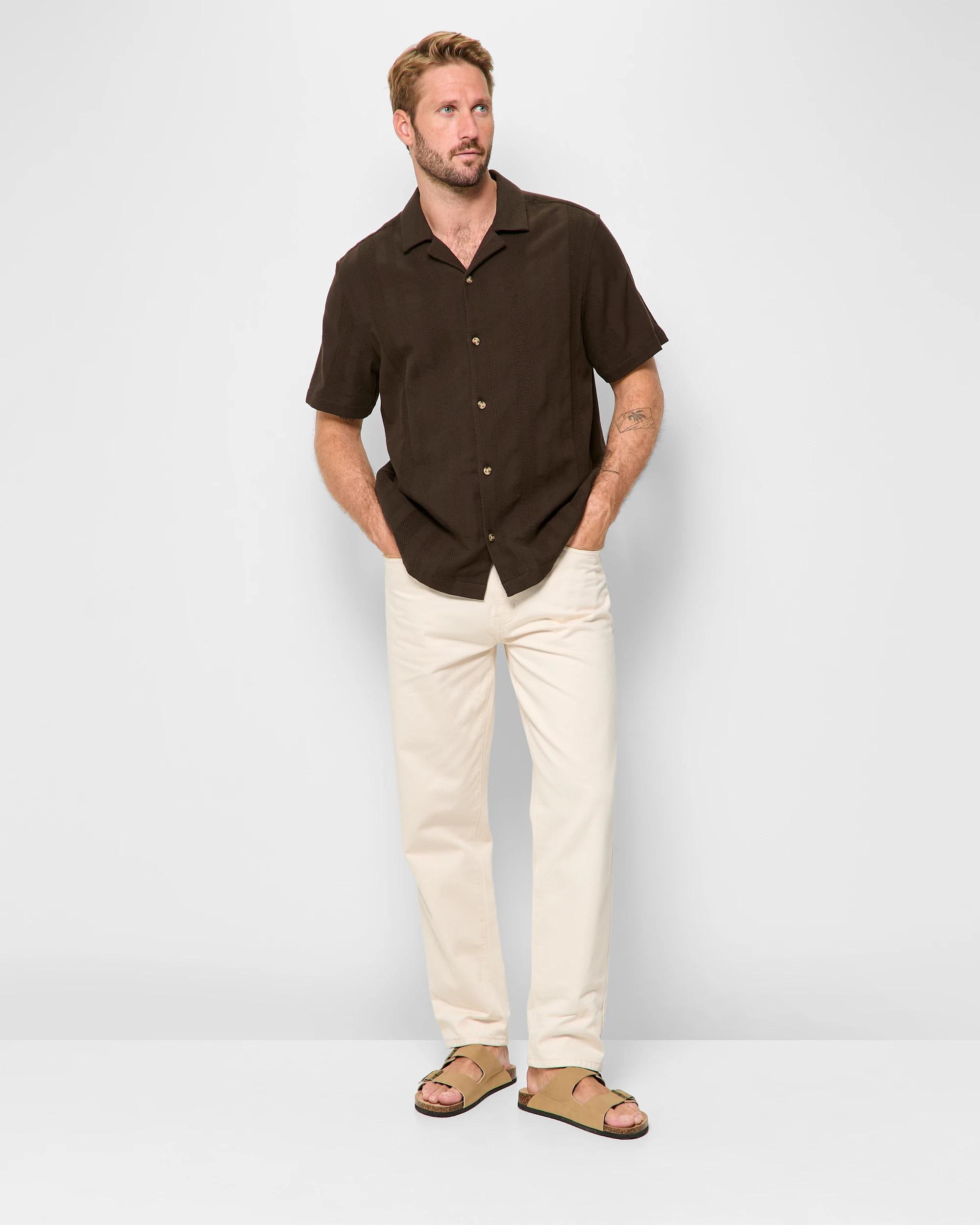 2 Target Australian Cotton Short Sleeve Stripe Shirt DARK OLIVE, 2 of 5