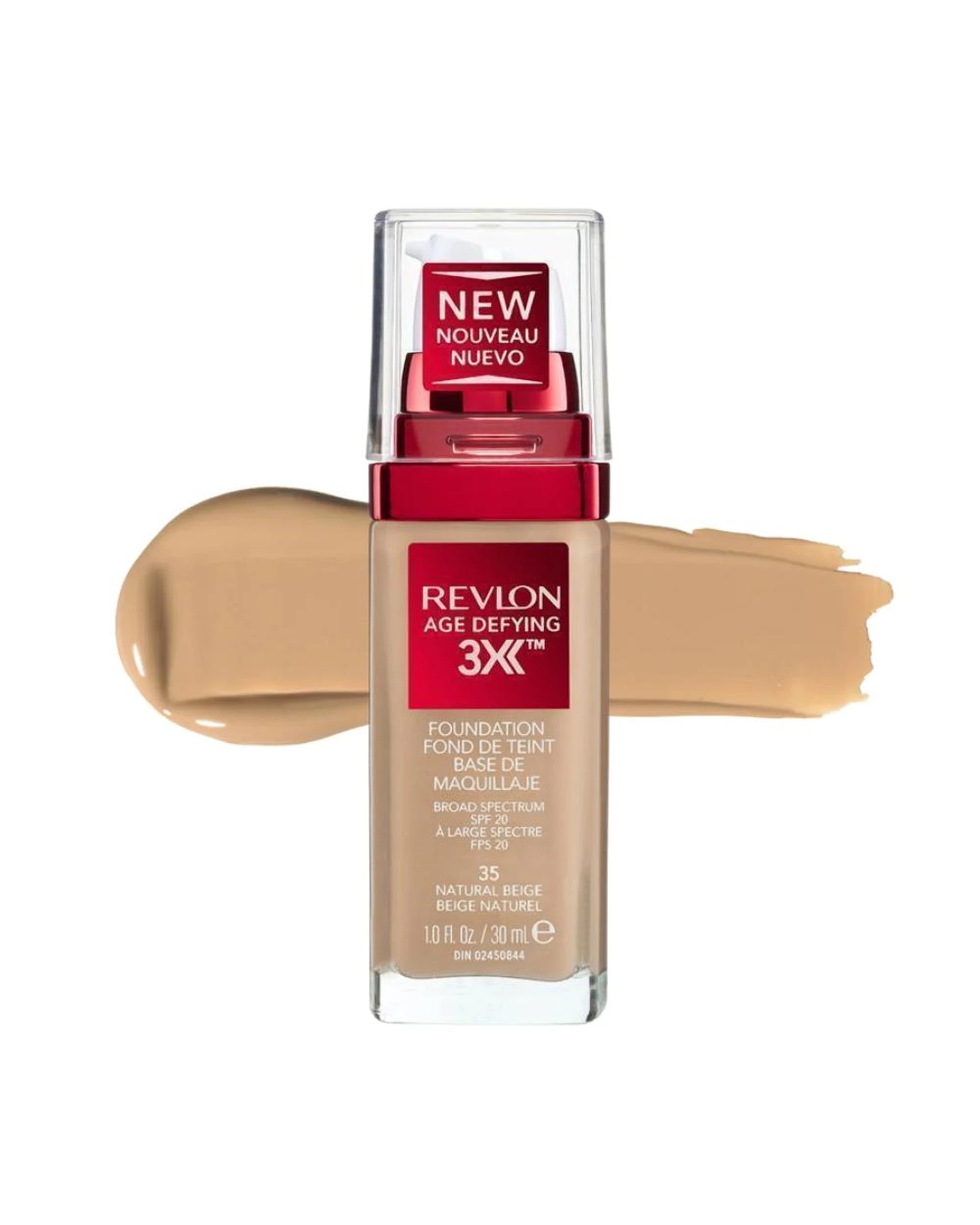 3 Revlon 2 x Age Defying 3X Foundation 30mL - 35 Natural Beige - Beige, 3 of 4