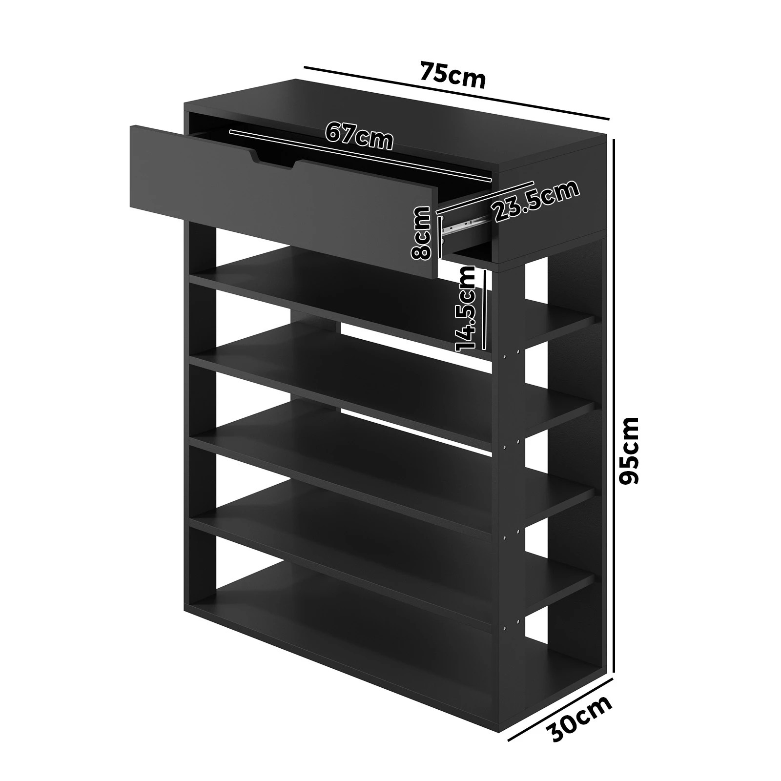 10 Oikiture Shoes Storage Rack 5-tier Shelves Shoe Storage Cabinet Drawer
 - Black, 10 of 10