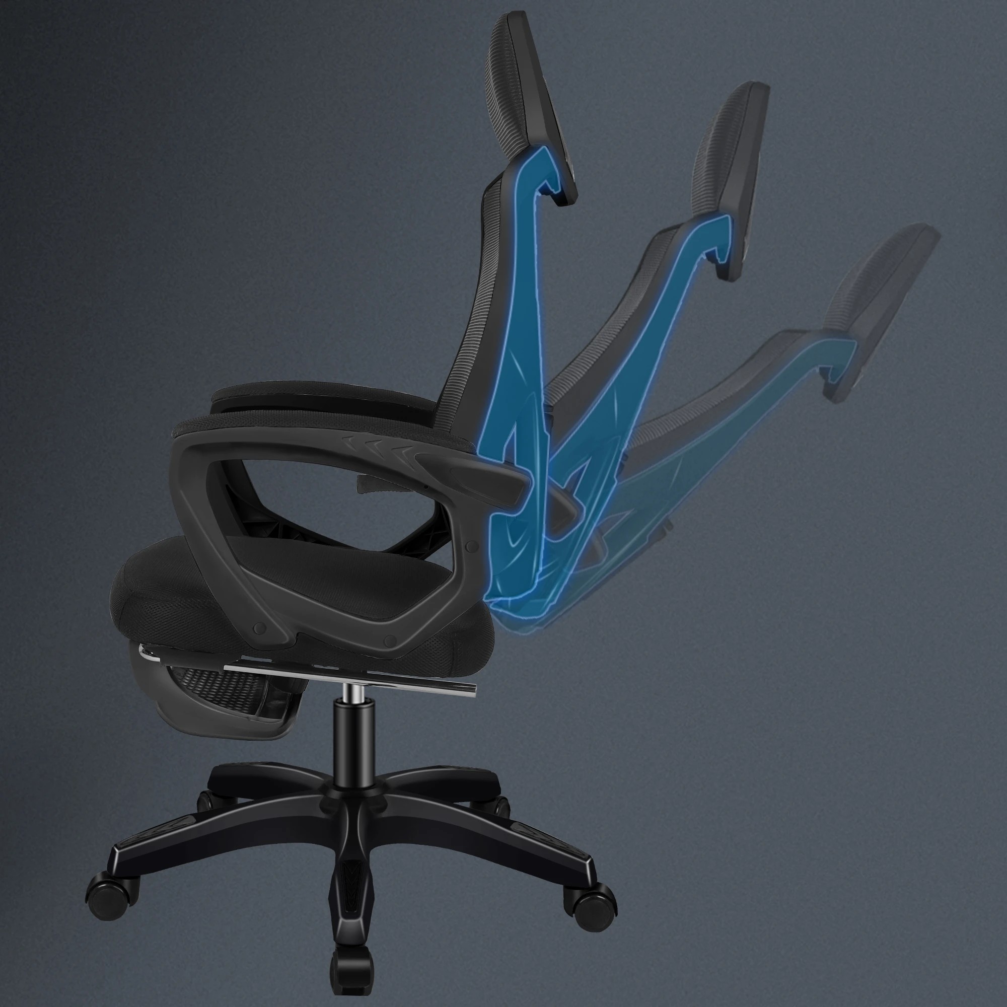 4 Alfordson Mesh Office Chair Racing Executive Computer Fabric Seat Recliner Work - Black, 4 of 10