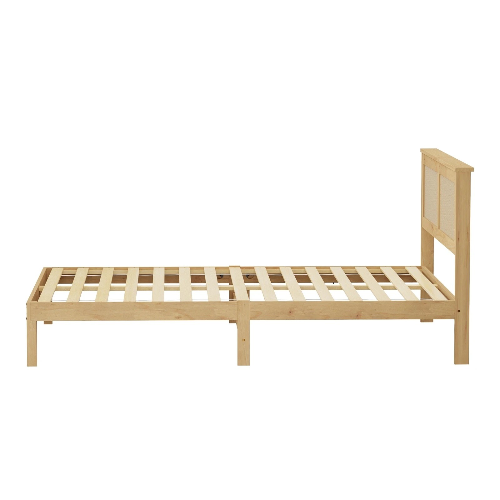 9 Oikiture Wooden Bed Frame Rattan Headboard Double - Double Bed - Natural, 9 of 10