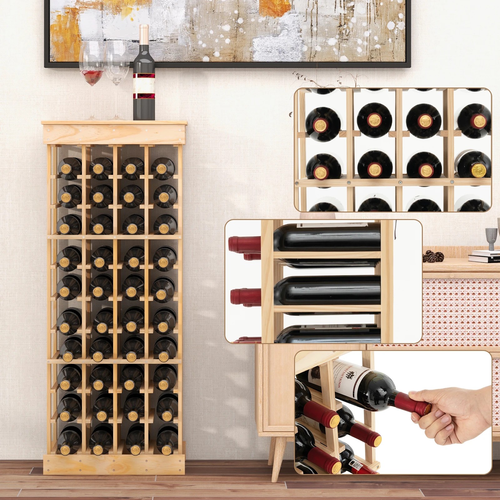 2 Costway 40-Bottle Wine Rack 10-tier Display Shelves, 2 of 6