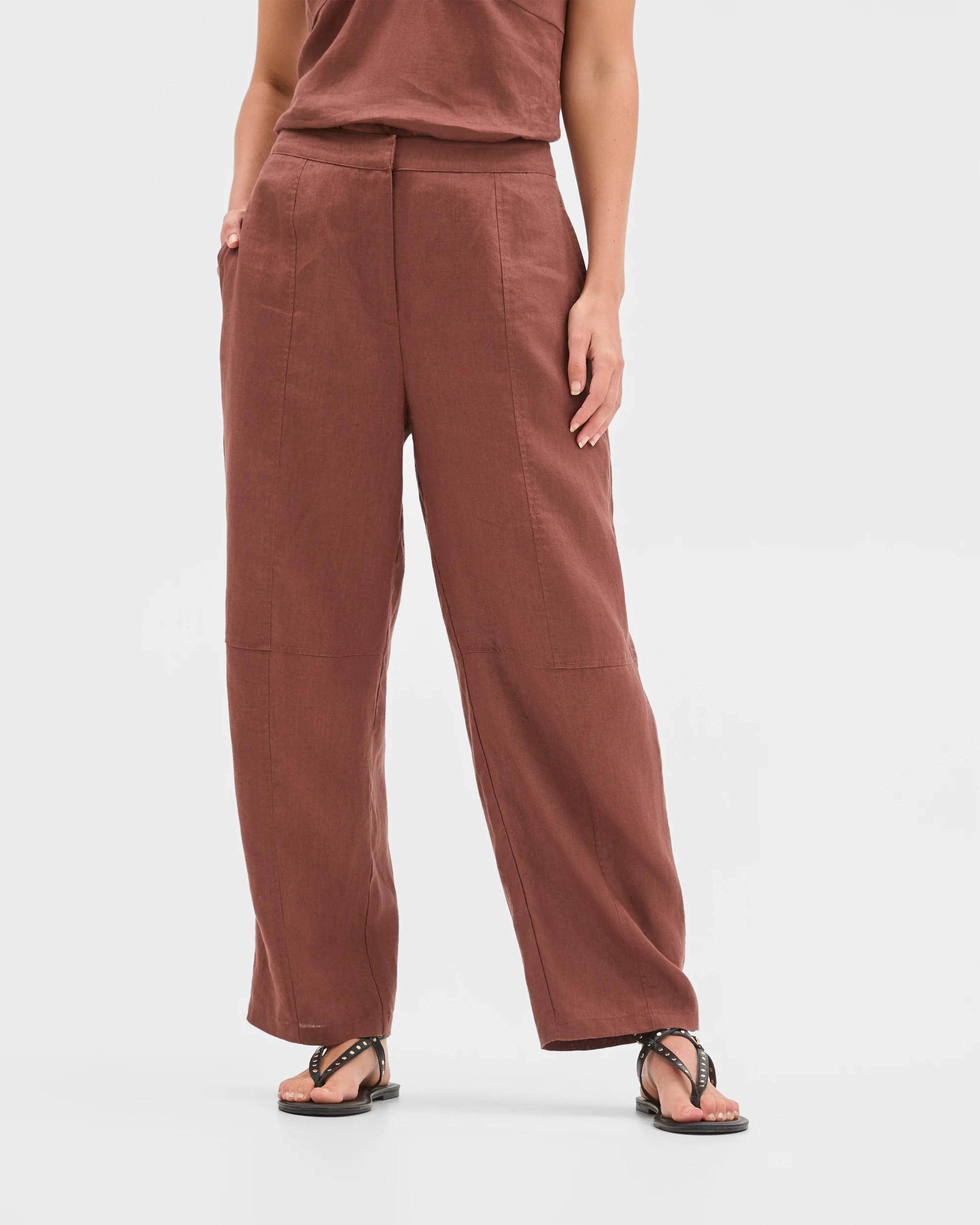 4 Target Woman European Linen Barrel Leg Pants SOFT BROWN, 4 of 7