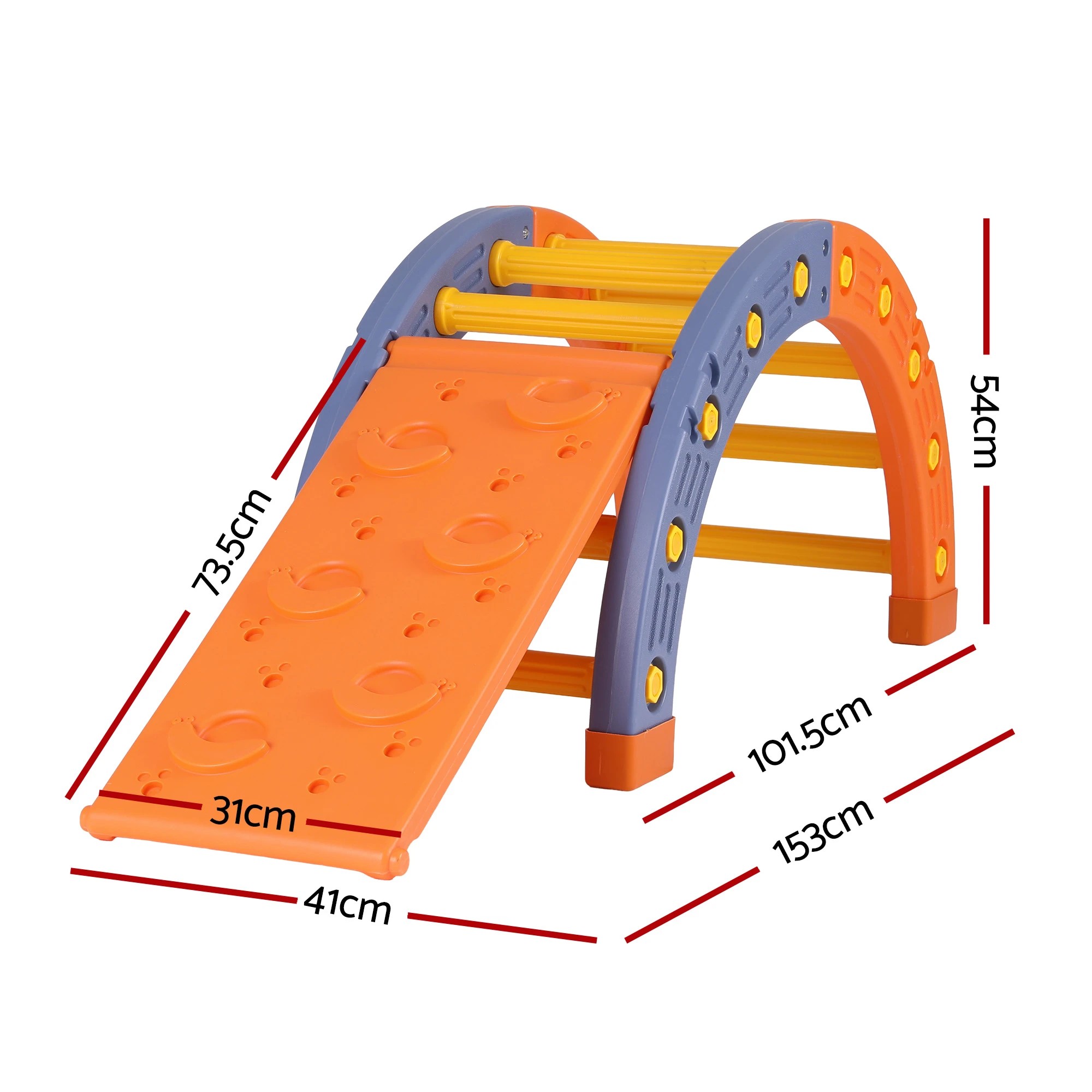 2 Keezi Kids Climbing Frame Set With Slide Indoor Outdoor Arch Toddler Toys - Orange, 2 of 5