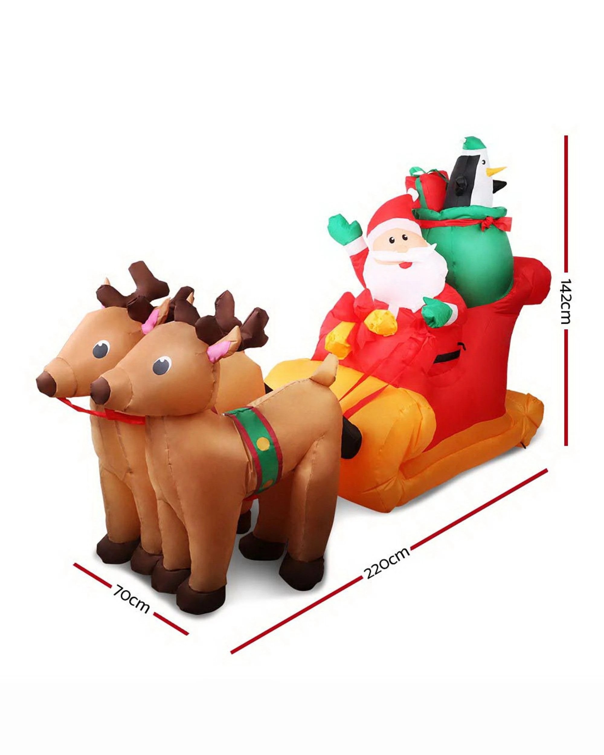 2 Jingle Jollys Christmas Inflatable Santa Sleigh 2.2m Illuminated Decorations
 - Red, 2 of 3