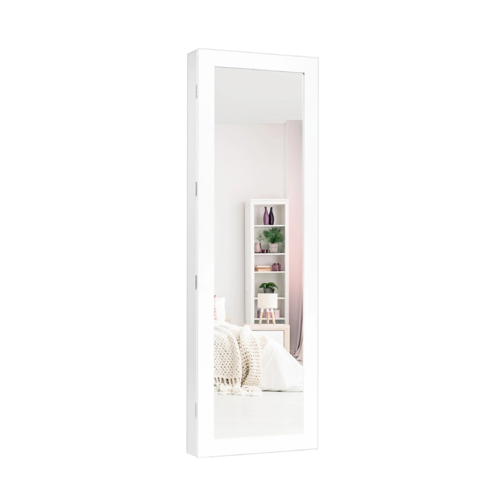 1 Costway Door/Wall Mounted Mirror Jewellery Cabinet Makeup Cosmetics Storage Organiser Box, 1 of 4