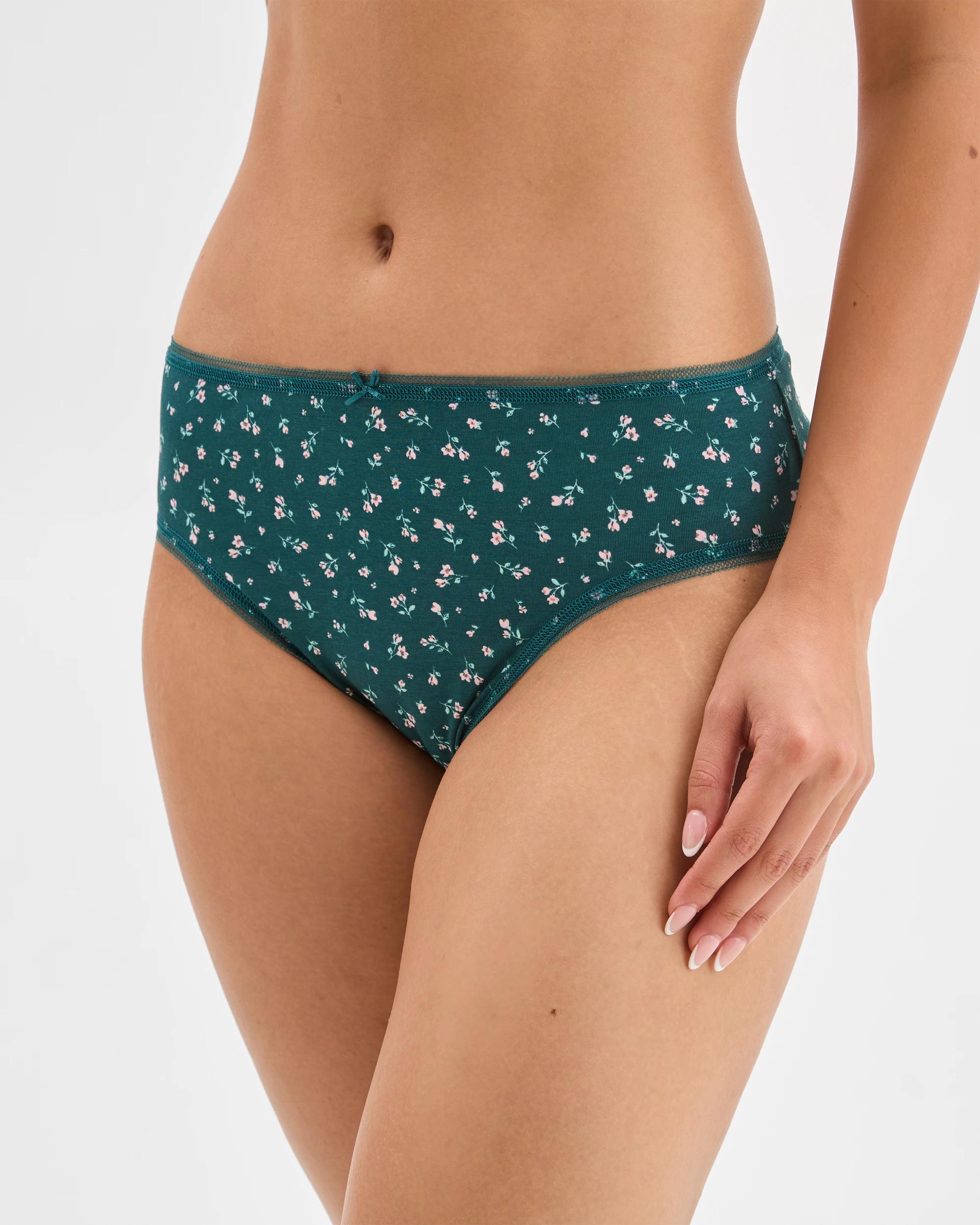 3 Target Woman Australian Cotton 5 Pack High Cut Briefs TEAL DITSY, 3 of 5