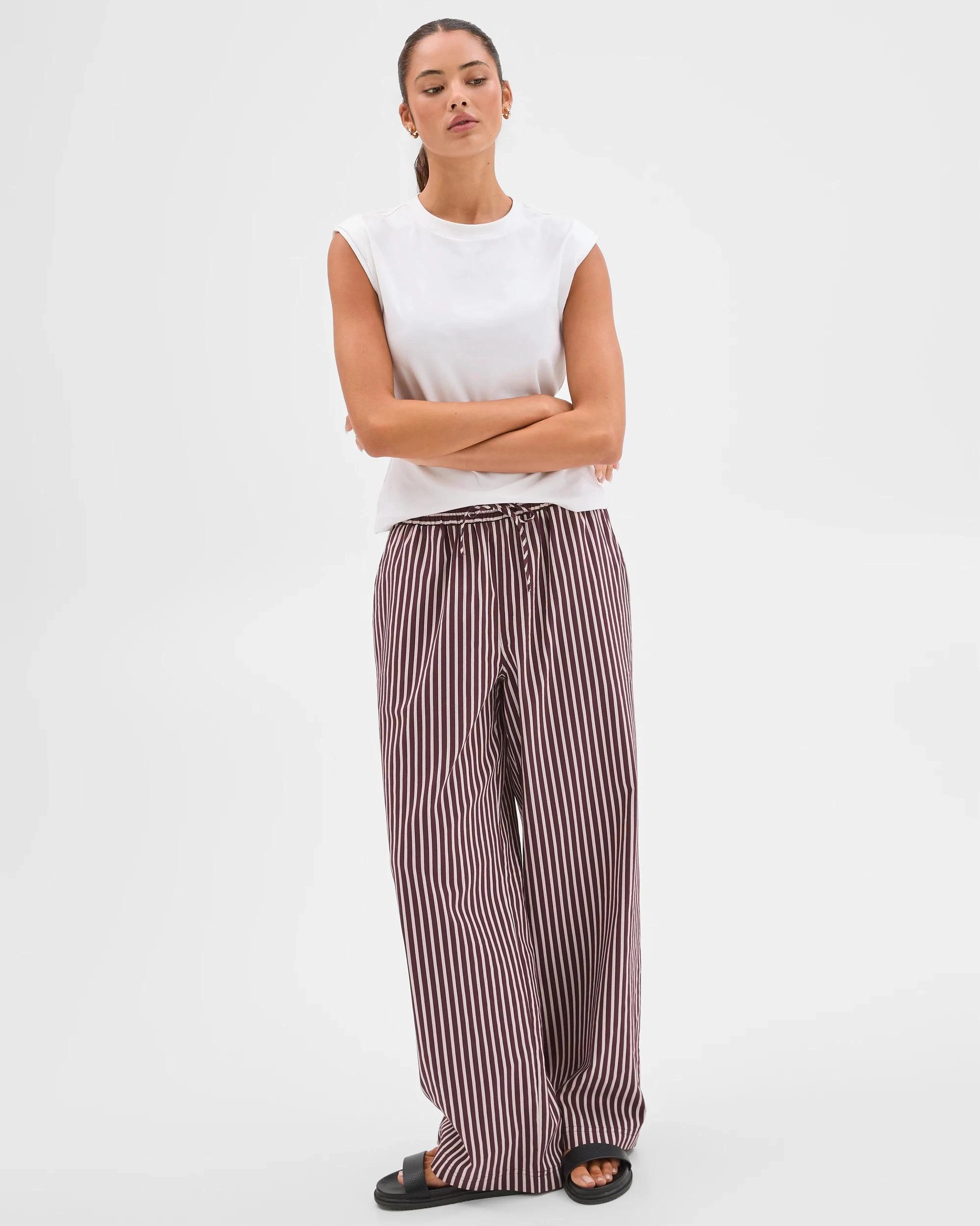 6 Lily Loves Australian Cotton Blend Poplin Striped Pants FUDGE STRIPE, 6 of 7