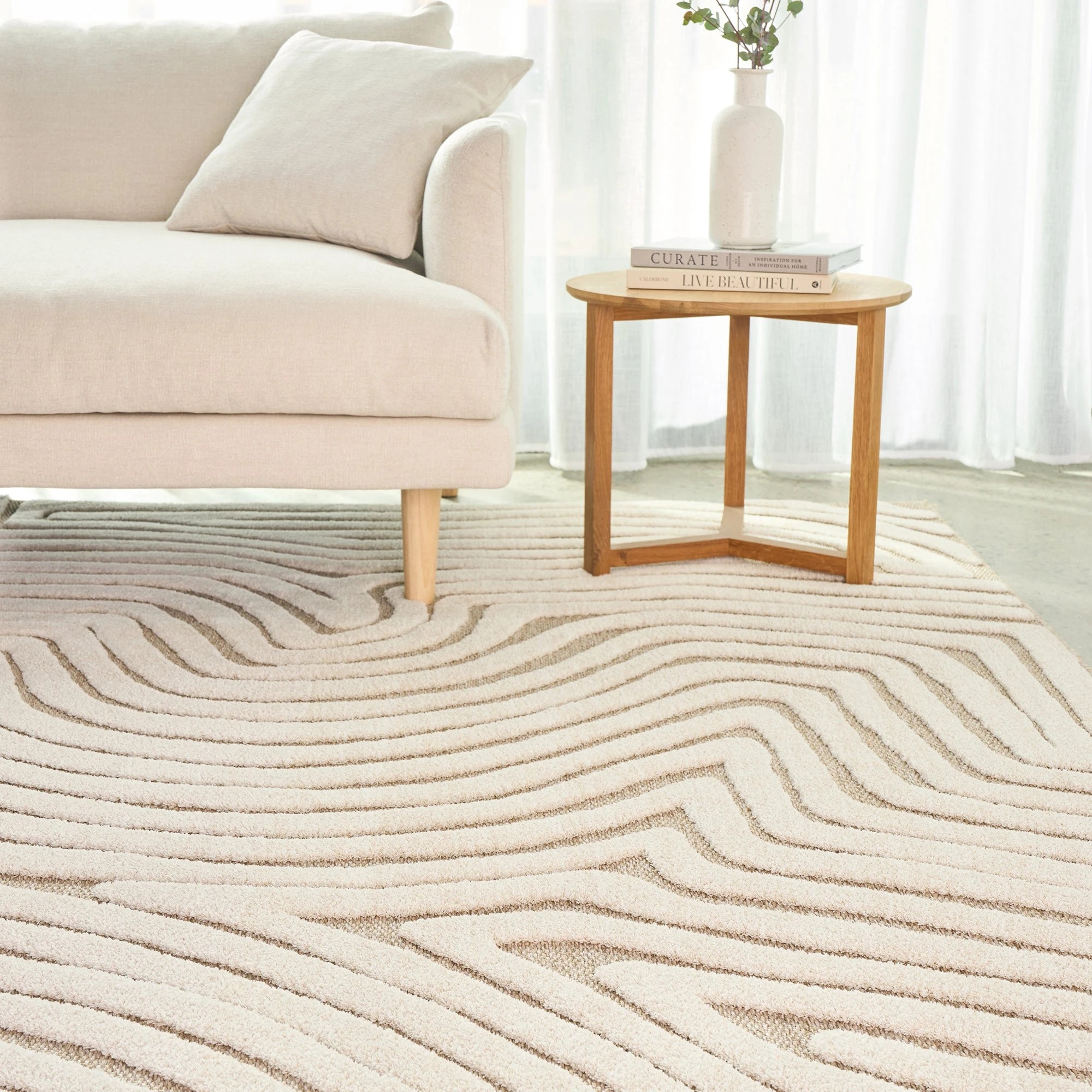2 Common Ground Rugs Belmonte Tani 230x160cm - Medium Floor Rug - White, 2 of 8