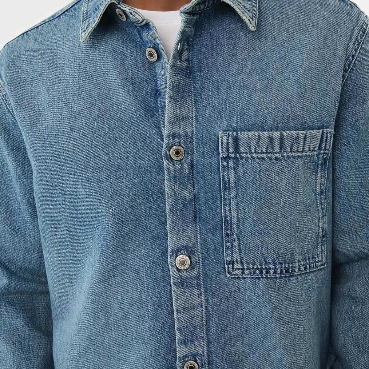 6 Long Sleeve Denim Overshirt MID DENIM WASH, 6 of 6