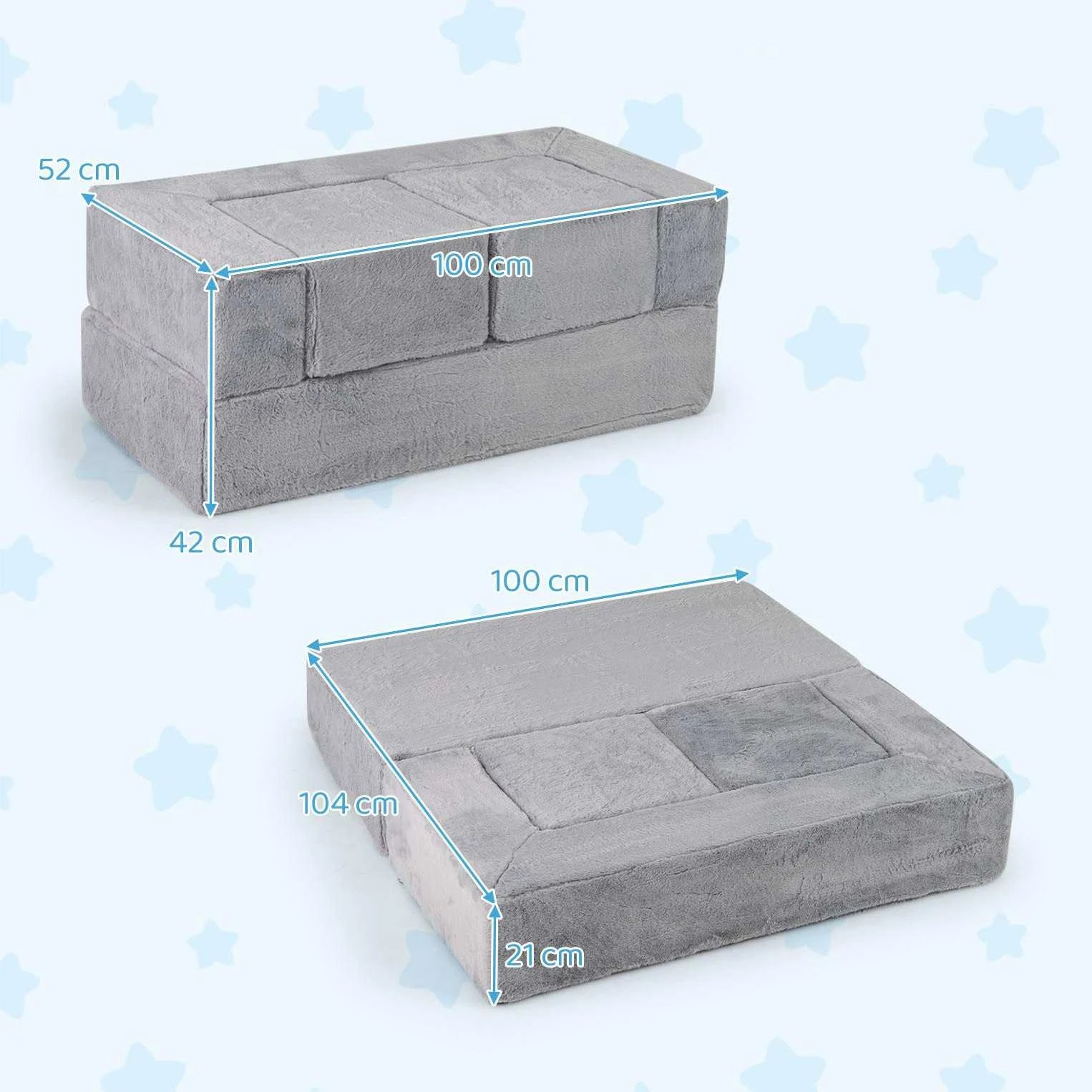 2 Costway Modular Sofa Couch Convertible Foam Armchair Plush Sofa - Grey, 2 of 2