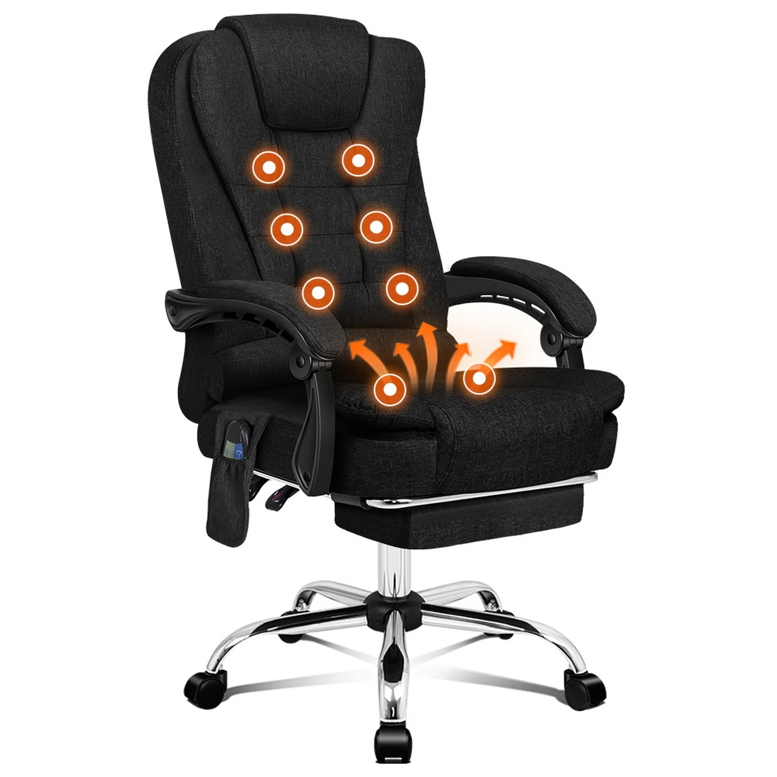 1 Alfordson Massage Office Chair Fabric Heated Seat Executive Gaming Racer - Black, 1 of 10