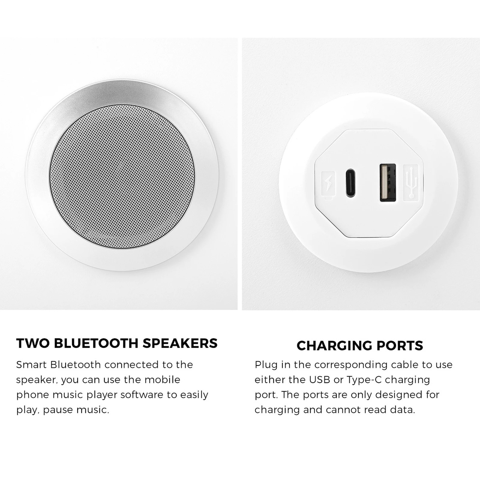 5 Oikiture Smart Bedside Table Wireless Charging Led Lights Nightstand
 - White, 5 of 10