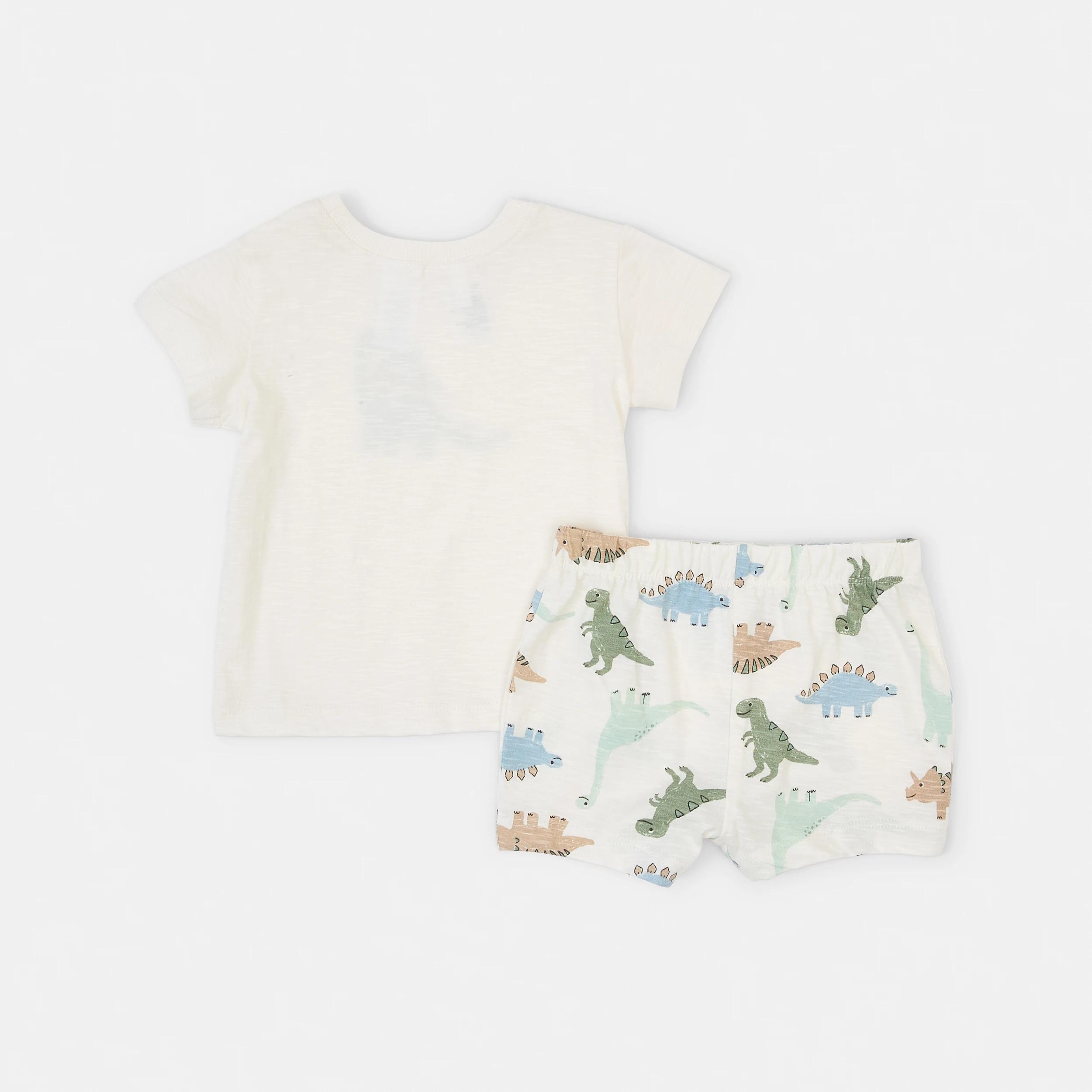 2 Short Sleeve Pyjama Set BEIGE DINOS, 2 of 4