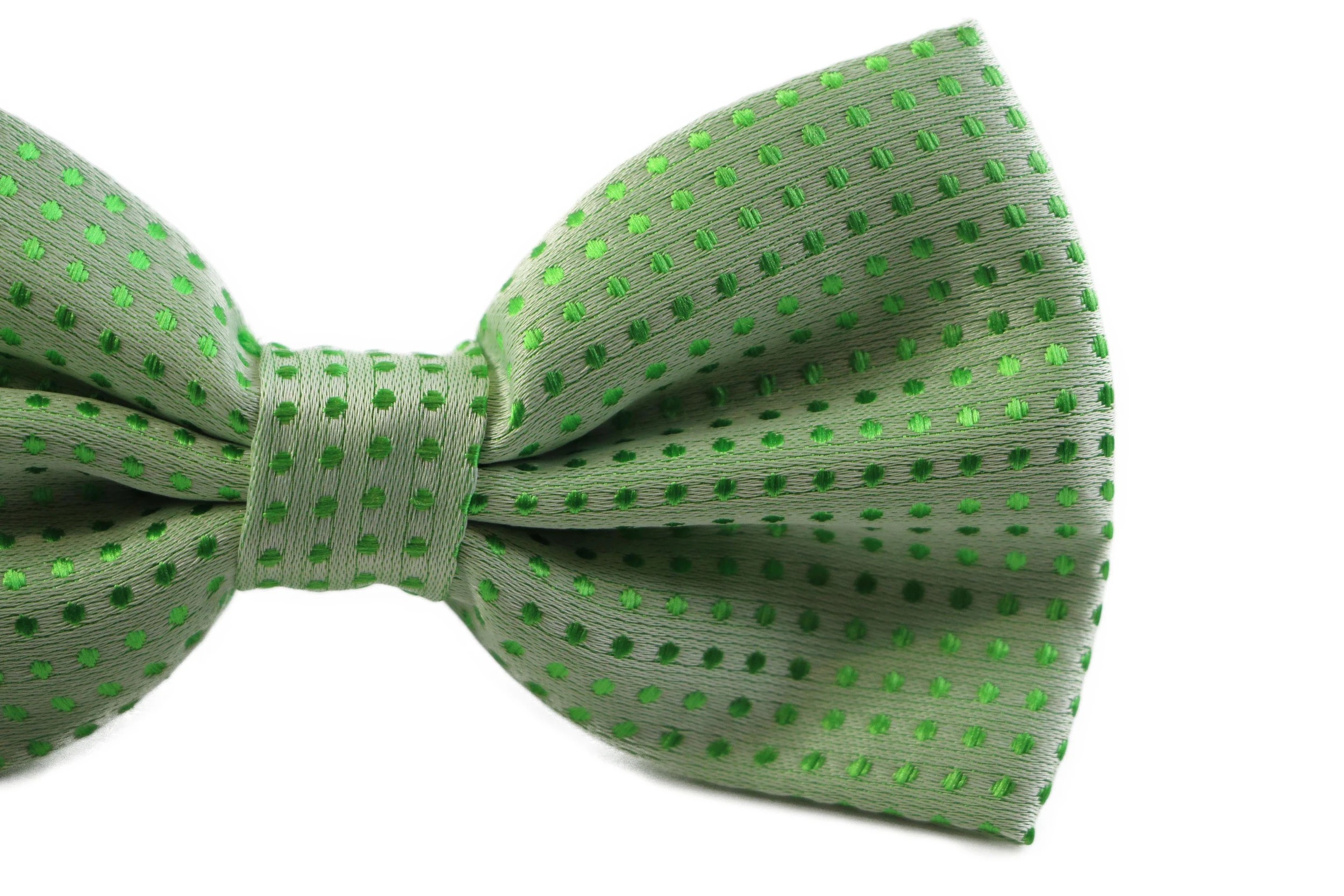 2 Zasel Mens Light Green Polka Dot Patterned Bow Tie - Green, 2 of 3