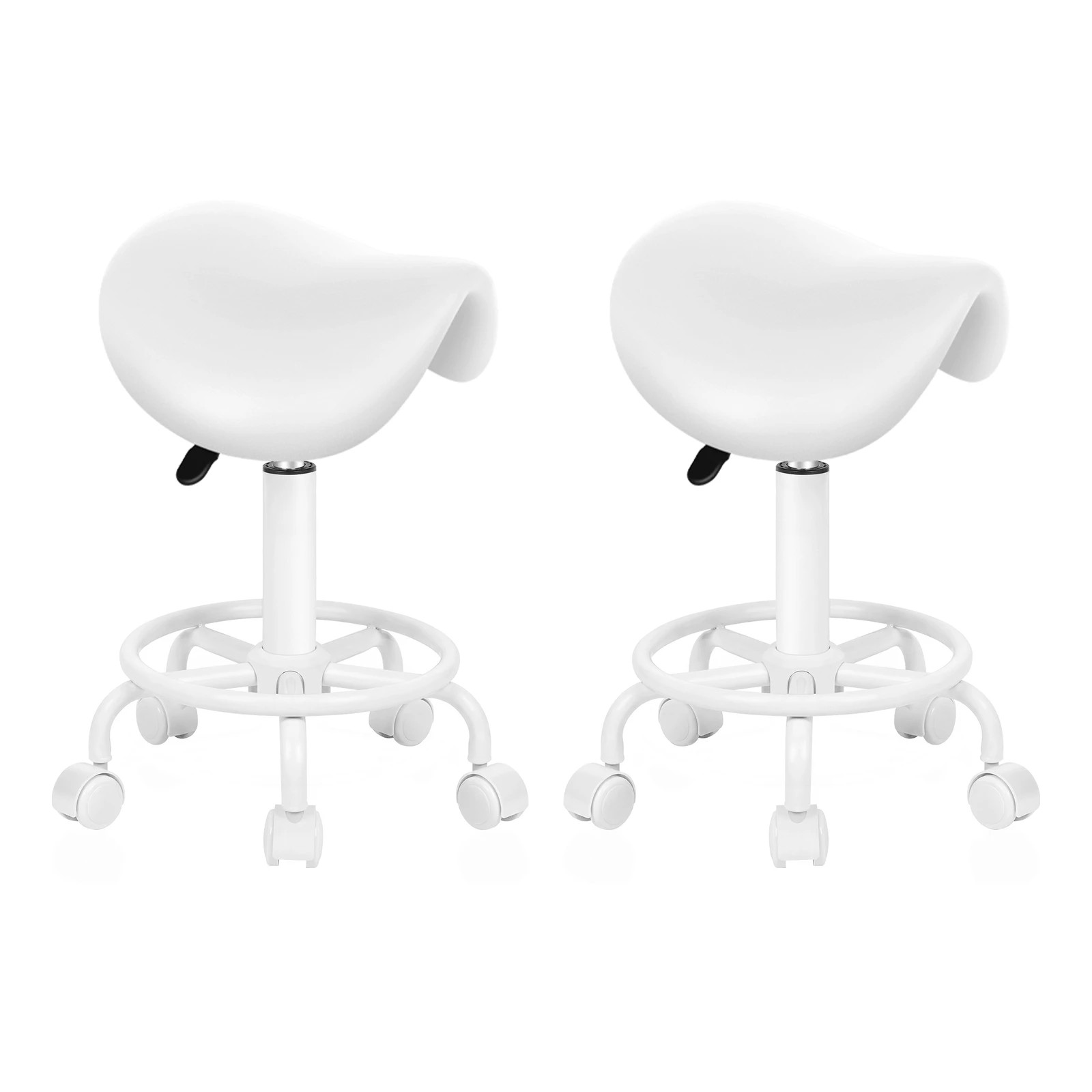 1 Alfordson 2x Salon Stool Saddle Swivel Barber Hair Dress Chair Sierra - White, 1 of 7