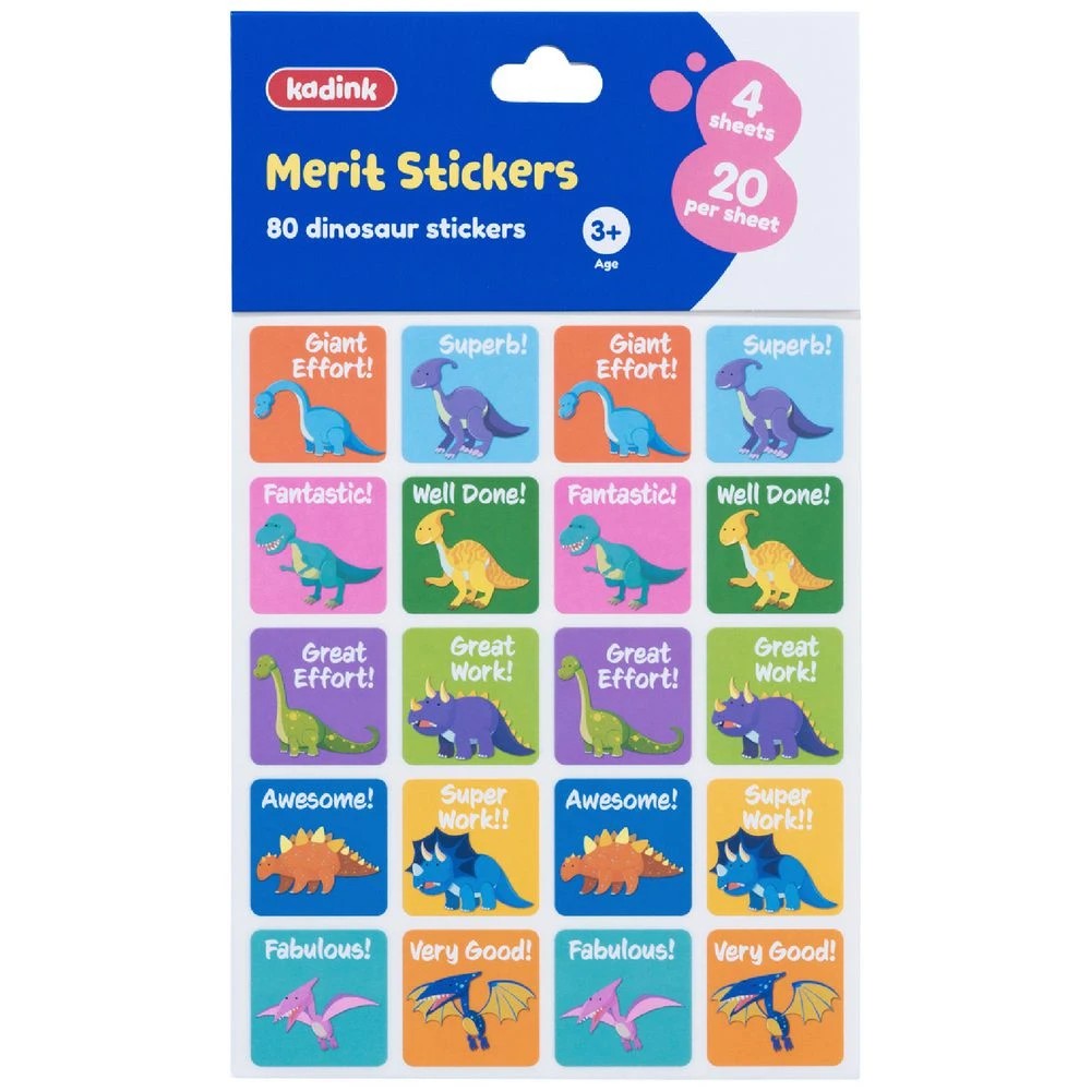 1 Kadink Merit Stickers 80 Pack Dinosaurs, 1 of 1