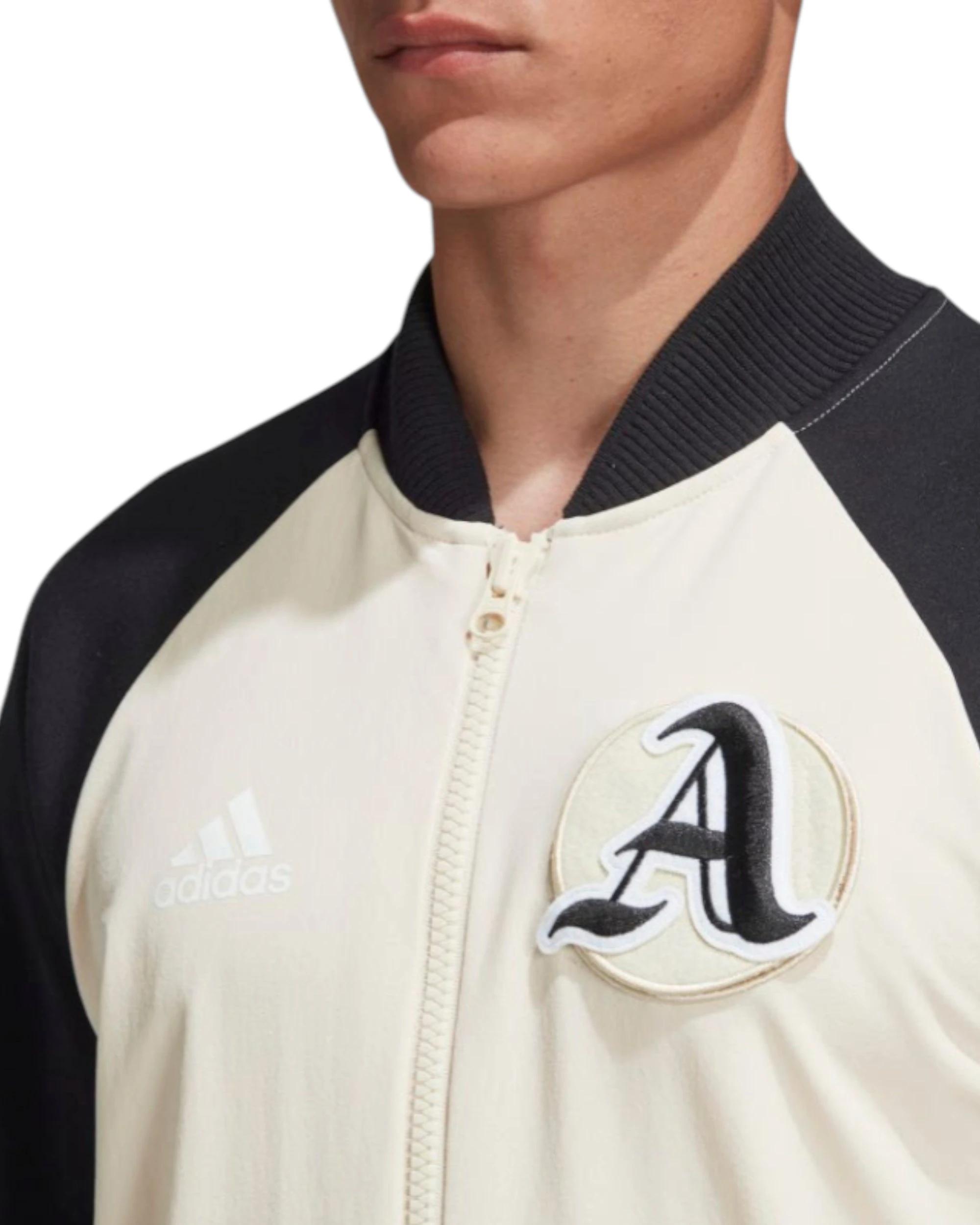 3 Adidas Mens Linen/Black Vrct Varsity Collegiate Zipup Jacket LINEN/BLACK, 3 of 7