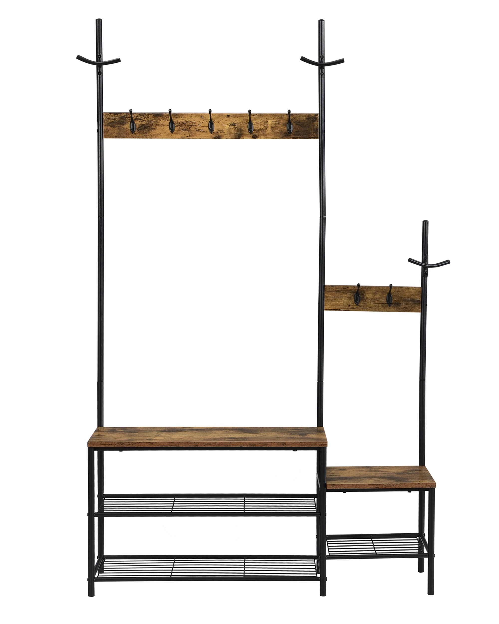 1 IHOMDEC Parent Child Hall Tree Coat Rack Shoe Bench, 2 in 1 Entryway Organizer, 1 of 5
