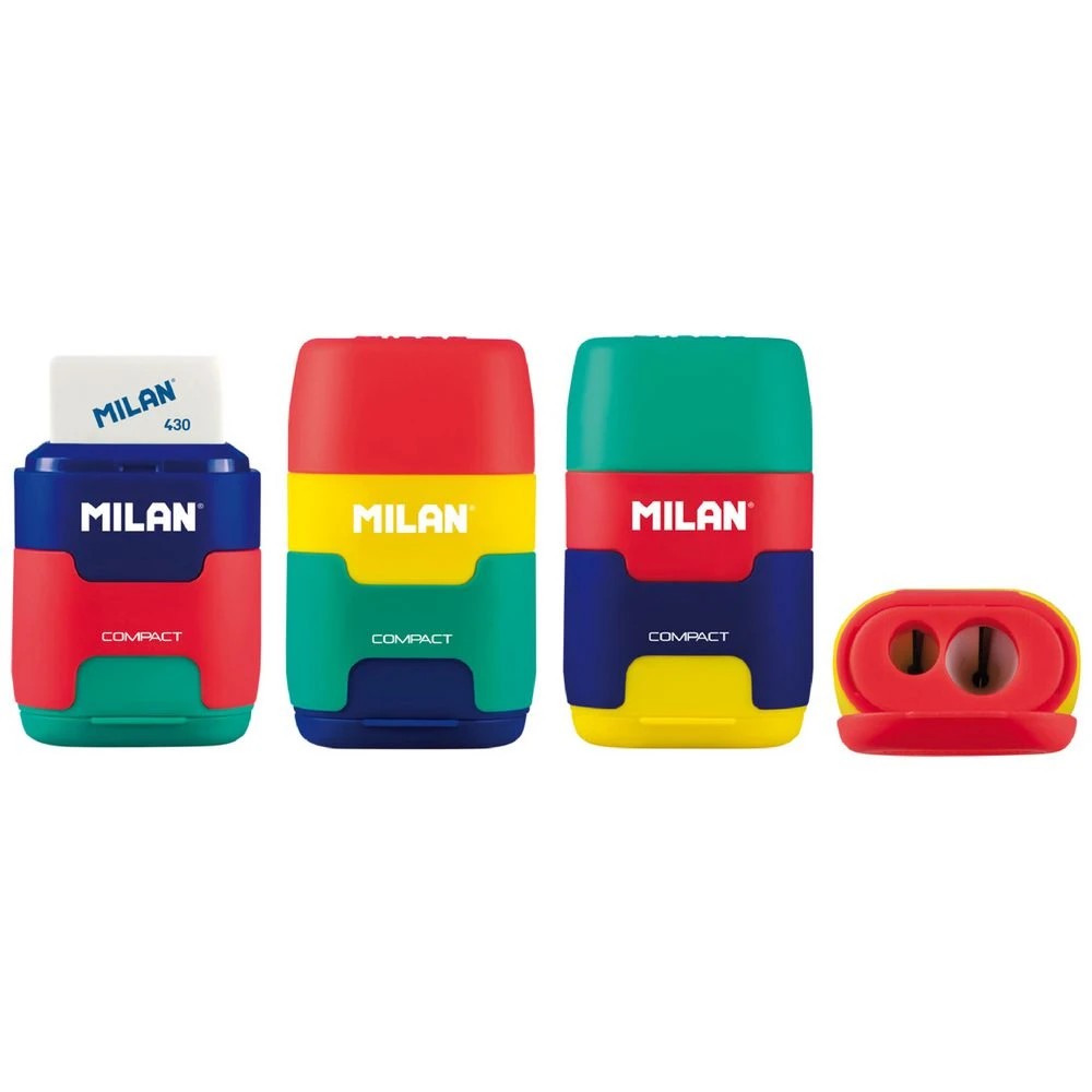 1 Milan 2 Hole Sharpener/Eraser Combo Assorted, 1 of 2