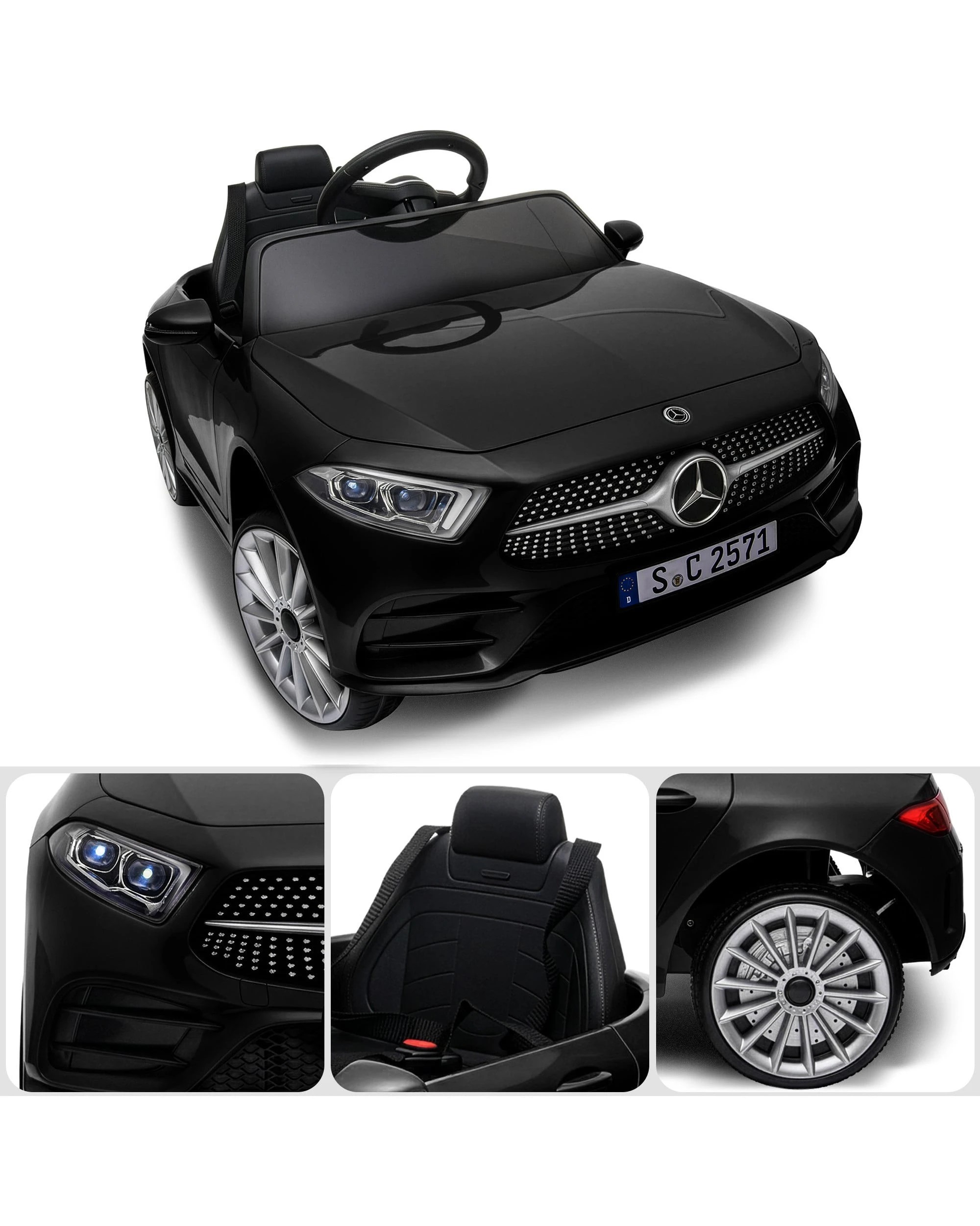 5 Kahuna Mercedes Benz CLS 350 Kids Electric Ride On Car with Remote Control - Black - Black, 5 of 6