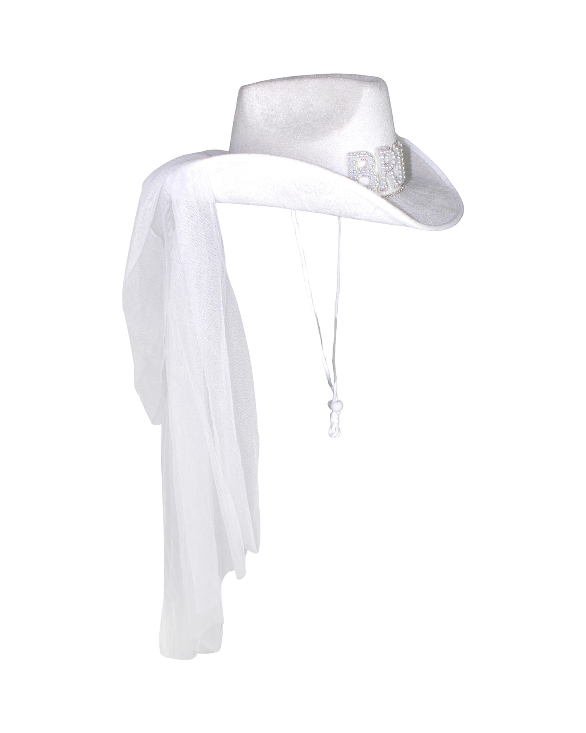 4 Oceana Bride Rhinestone Jewelled Cowboy Hat with Veil - Silver, 4 of 4