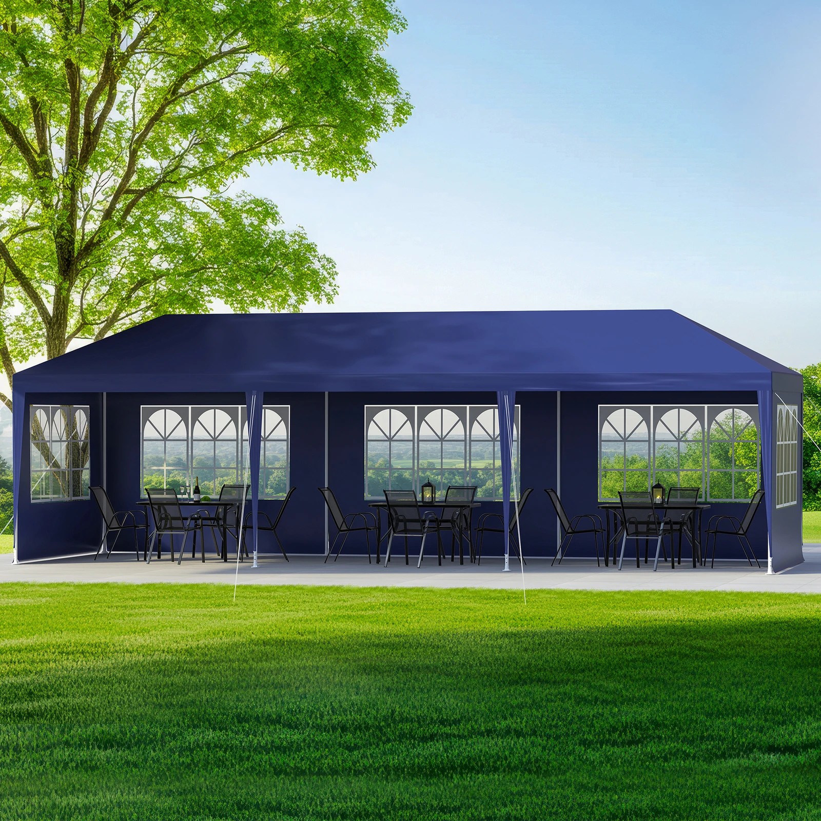 3 Alfordson Gazebo 3x9m Outdoor Wedding Camping Marquee Canopy Portable - Blue, 3 of 7