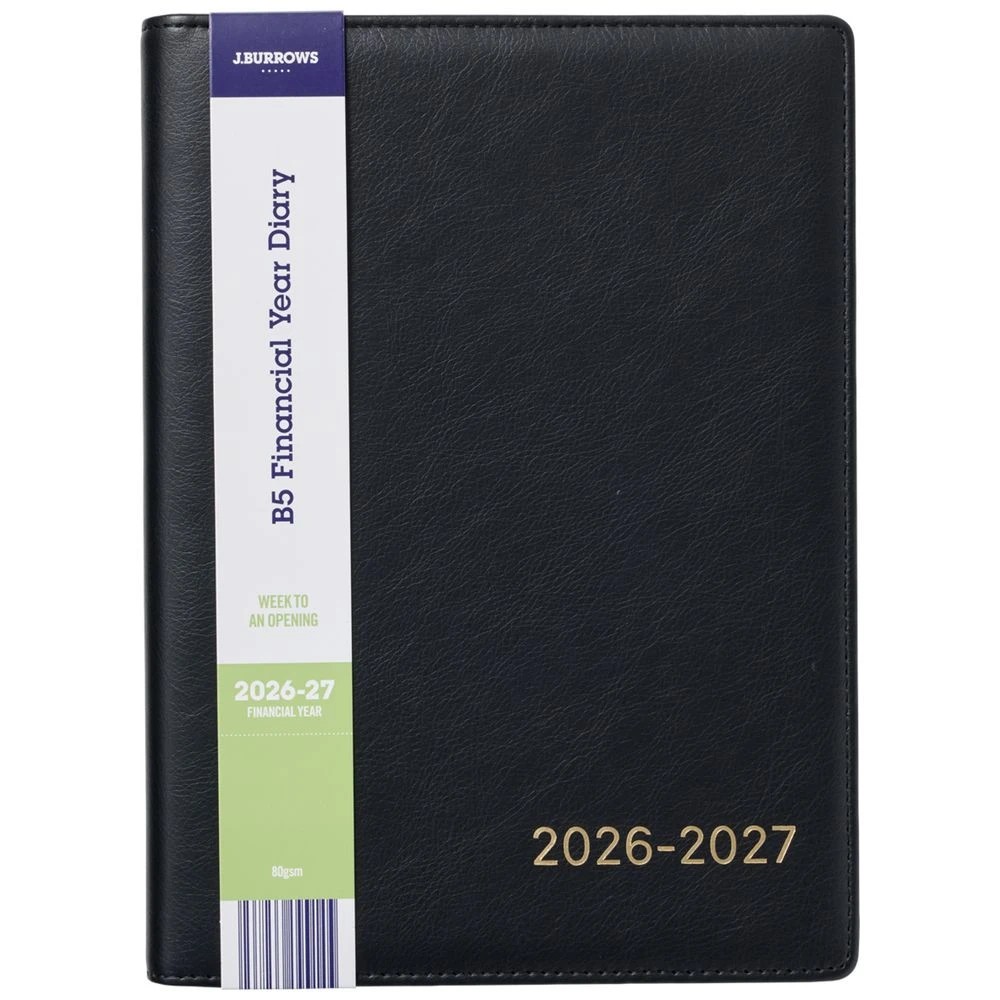 1 J.Burrows B5 Week to View Portfolio FY26/27 Diary Black, 1 of 7
