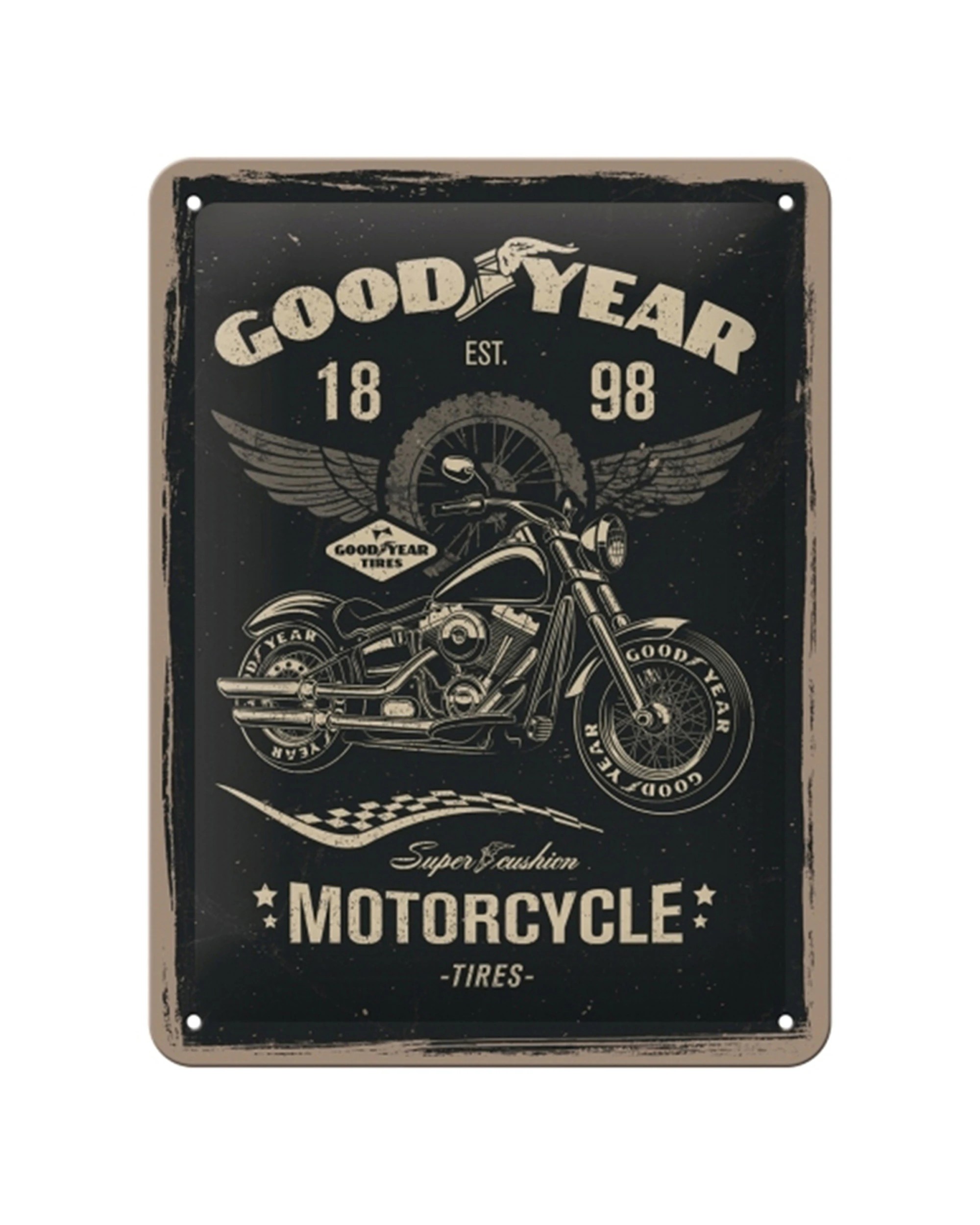 1 Nostalgic-Art 15x20cm Small Metal Sign - Goodyear Motorcycle - Multi, 1 of 1