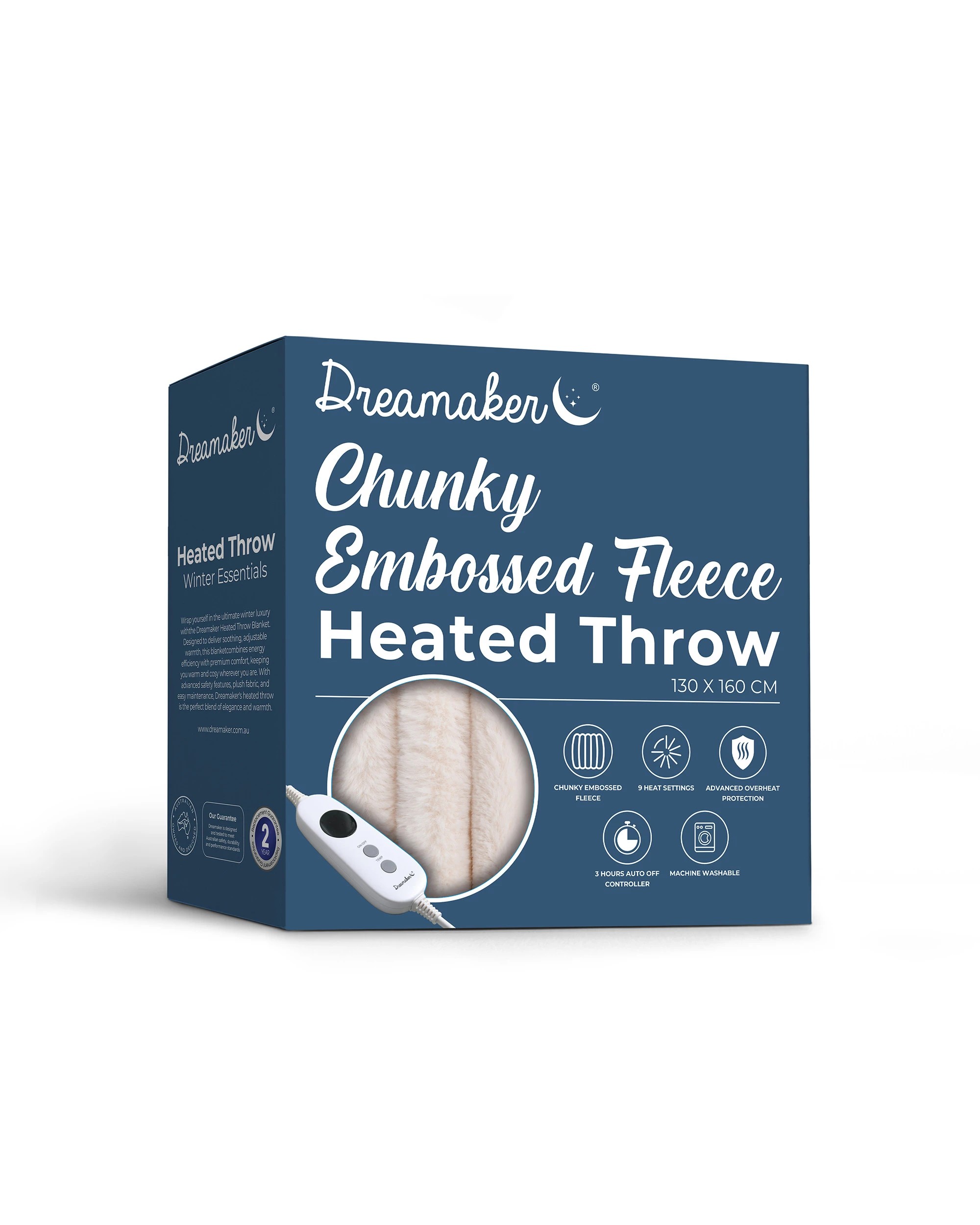 10 Dreamaker Cirra Chunky Embossed Fleece Heated Throw 130x160cm - Natural, 10 of 10