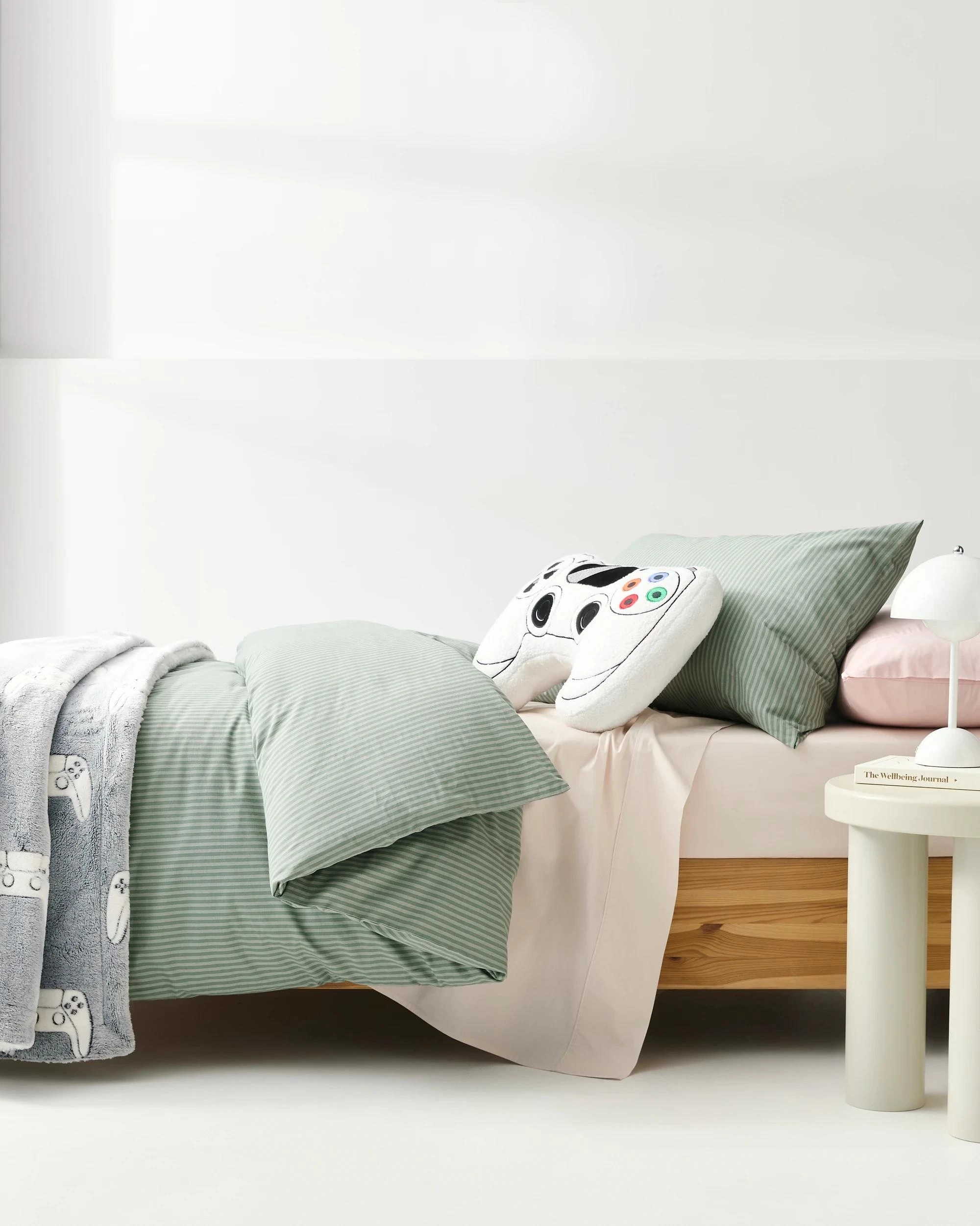 1 Target Cooper Stripe Australian Cotton Kids Quilt Cover Set - Single Bed - Green, 1 of 4