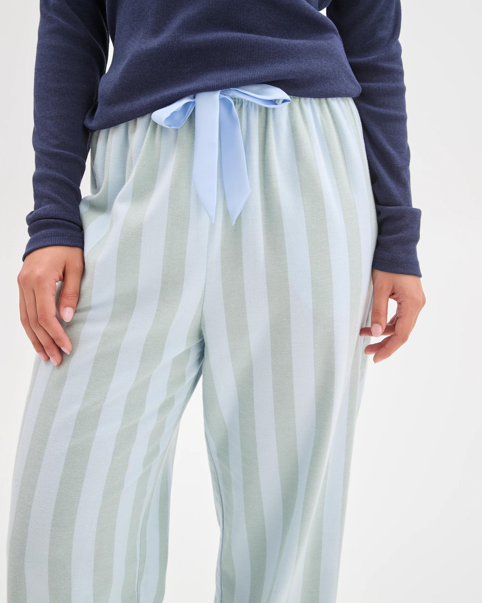 4 Target Woman Australian Cotton Flannelette Wide Leg Sleep Pants GREEN STRIPE, 4 of 5