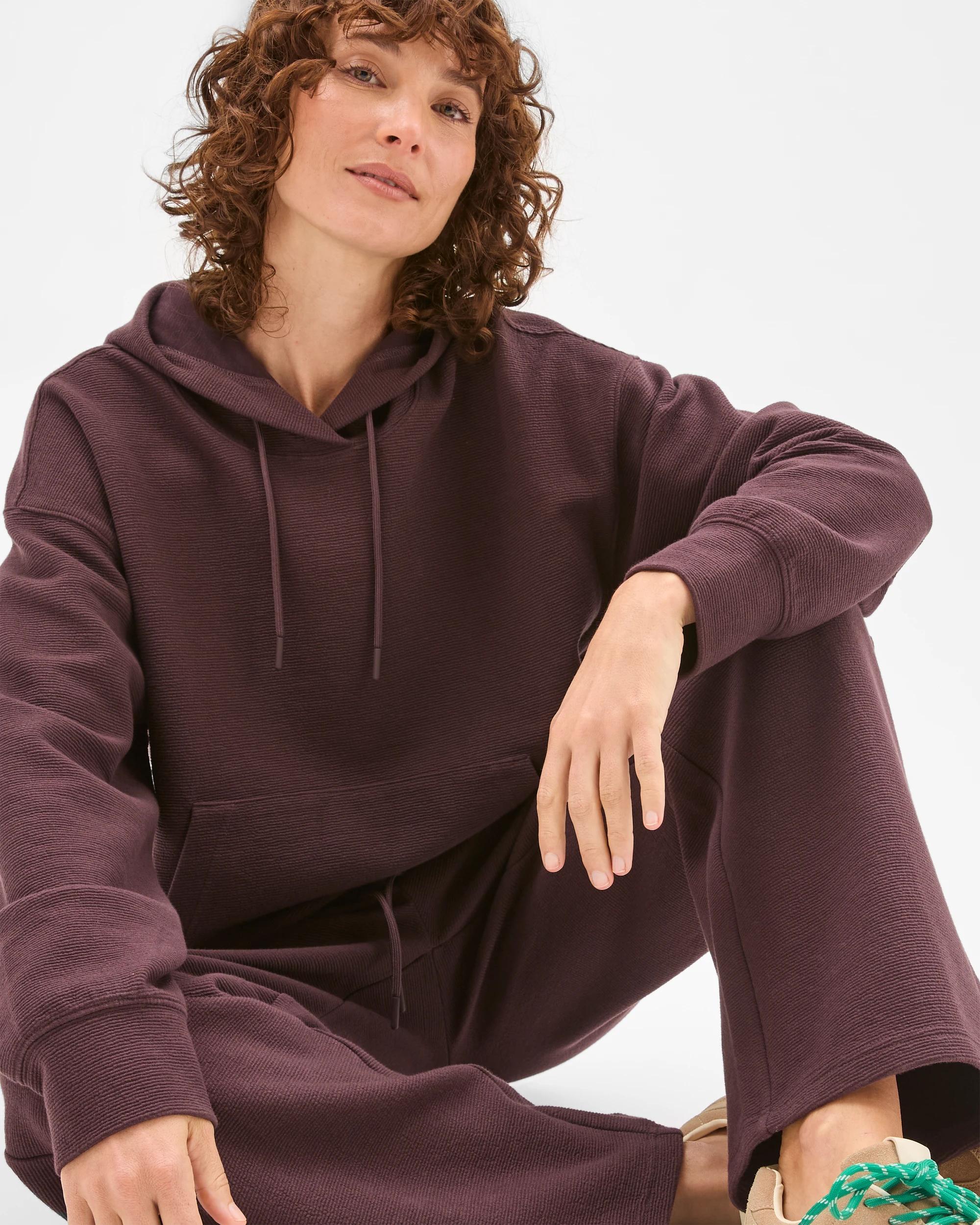 1 Target Active Active Australian Cotton Blend Crinkle Hoodie RAISIN, 1 of 7