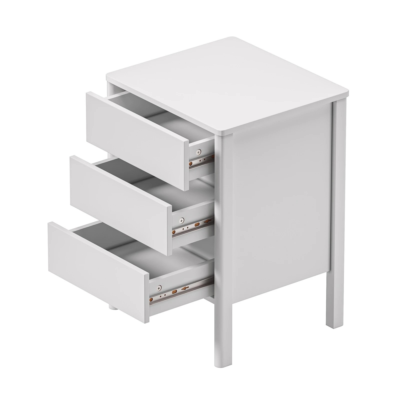 8 Oikiture 2x Bedside Table 3 Drawers Side Table Nightstand Handle-free - White, 8 of 9