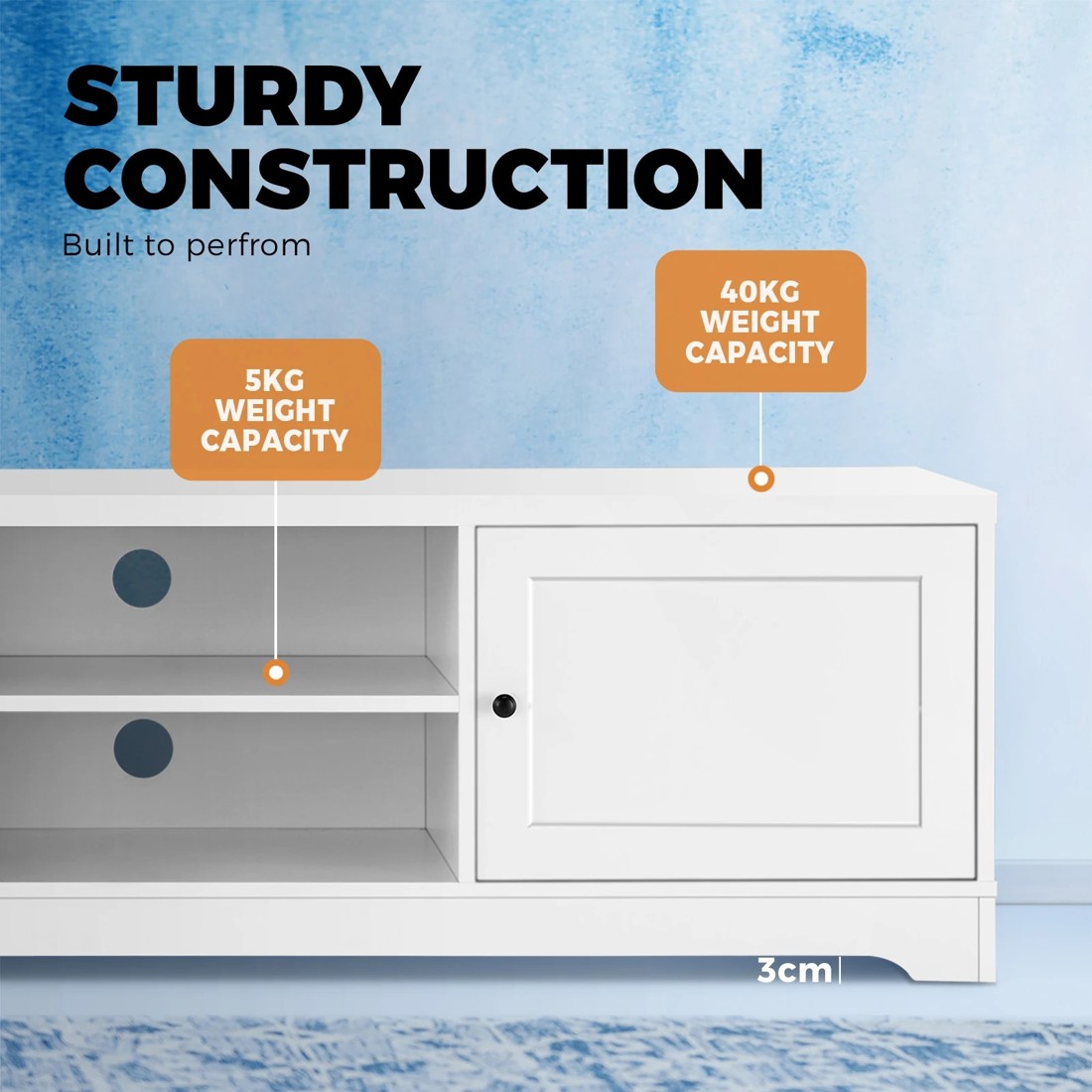 7 Oikiture Entertainment Unit Tv Unit 160cm
 - White, 7 of 10
