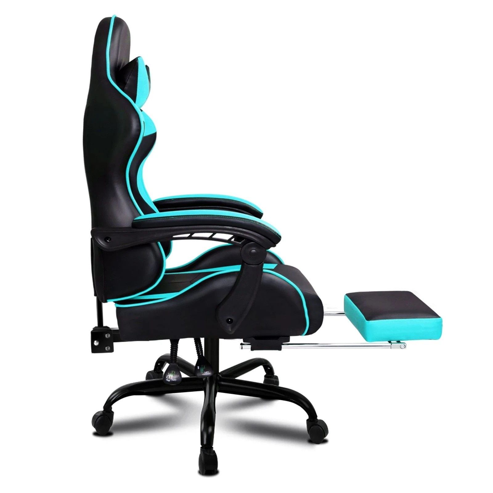 9 Alfordson Gaming Chair Office Executive Racing Footrest Seat PU Leather - Cyan, 9 of 10
