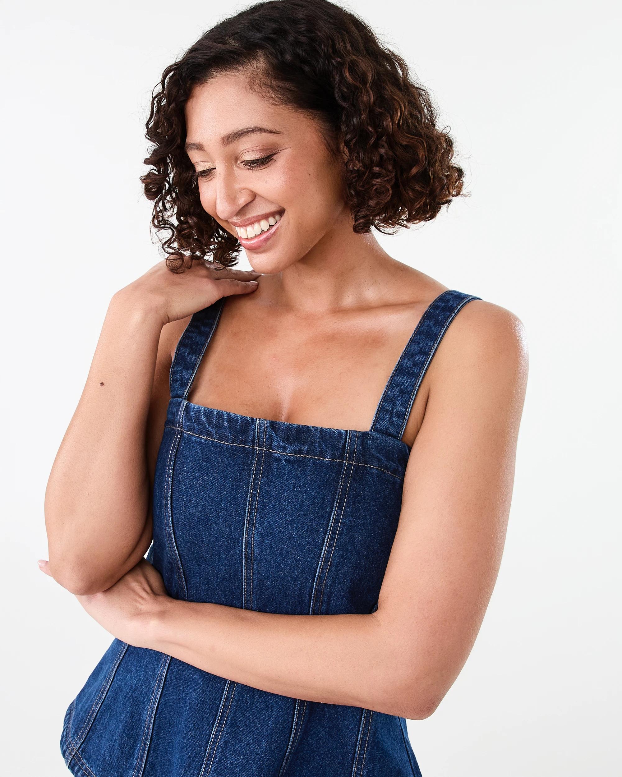 4 Sleeveless Denim Panel Top Dark Wash, 4 of 7