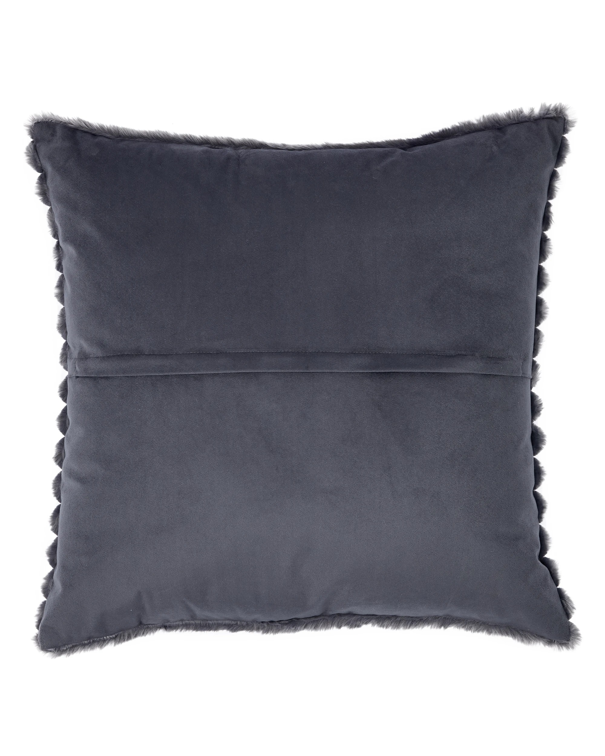 3 60cm Coco Faux Fur Cushion - Charcoal, 3 of 4