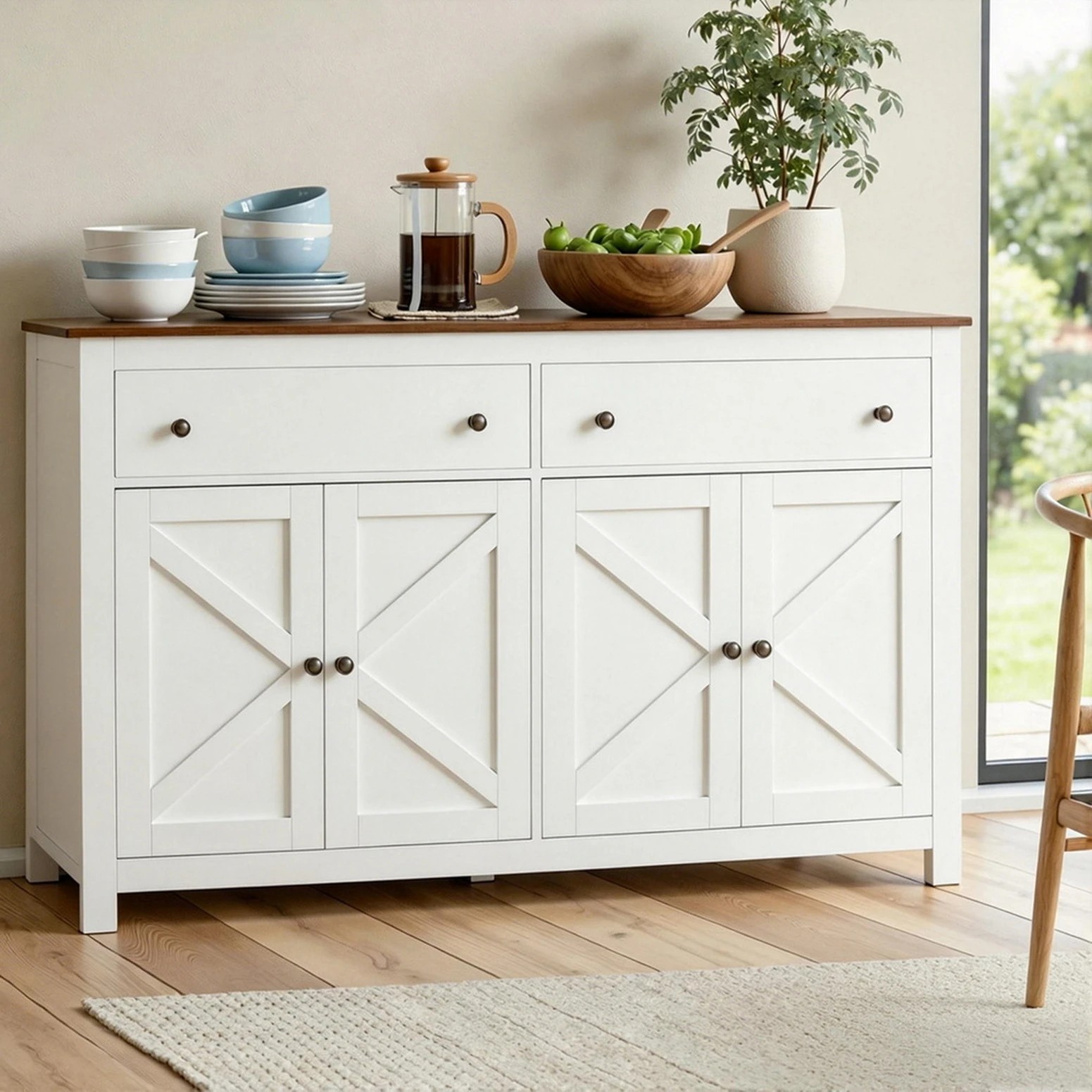 8 Artiss Buffet Sideboard Storage Cabinet Kitchen Cupboard 2 Drawers 140CM - Multi, 8 of 8