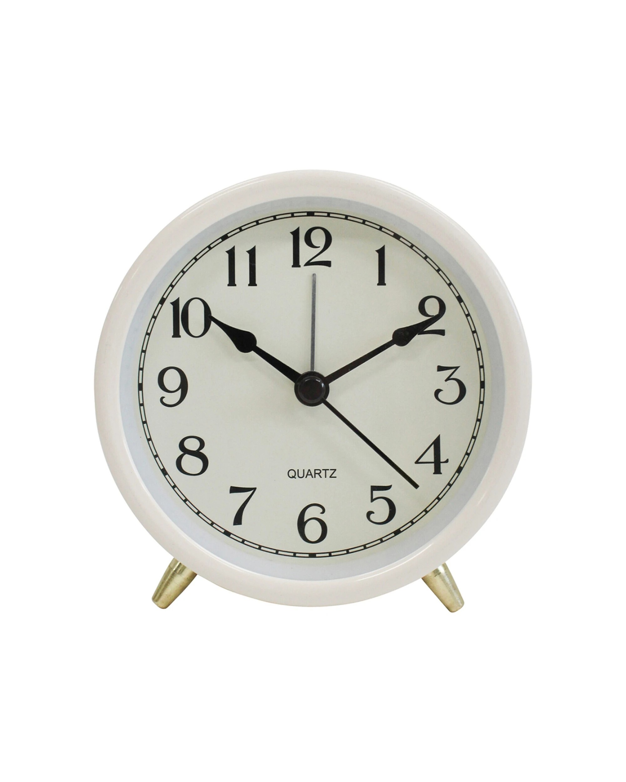 1 LVD Round Metal Glass Raye Alarm Clock Bedside Analogue 10.5cm - Plain, 1 of 1