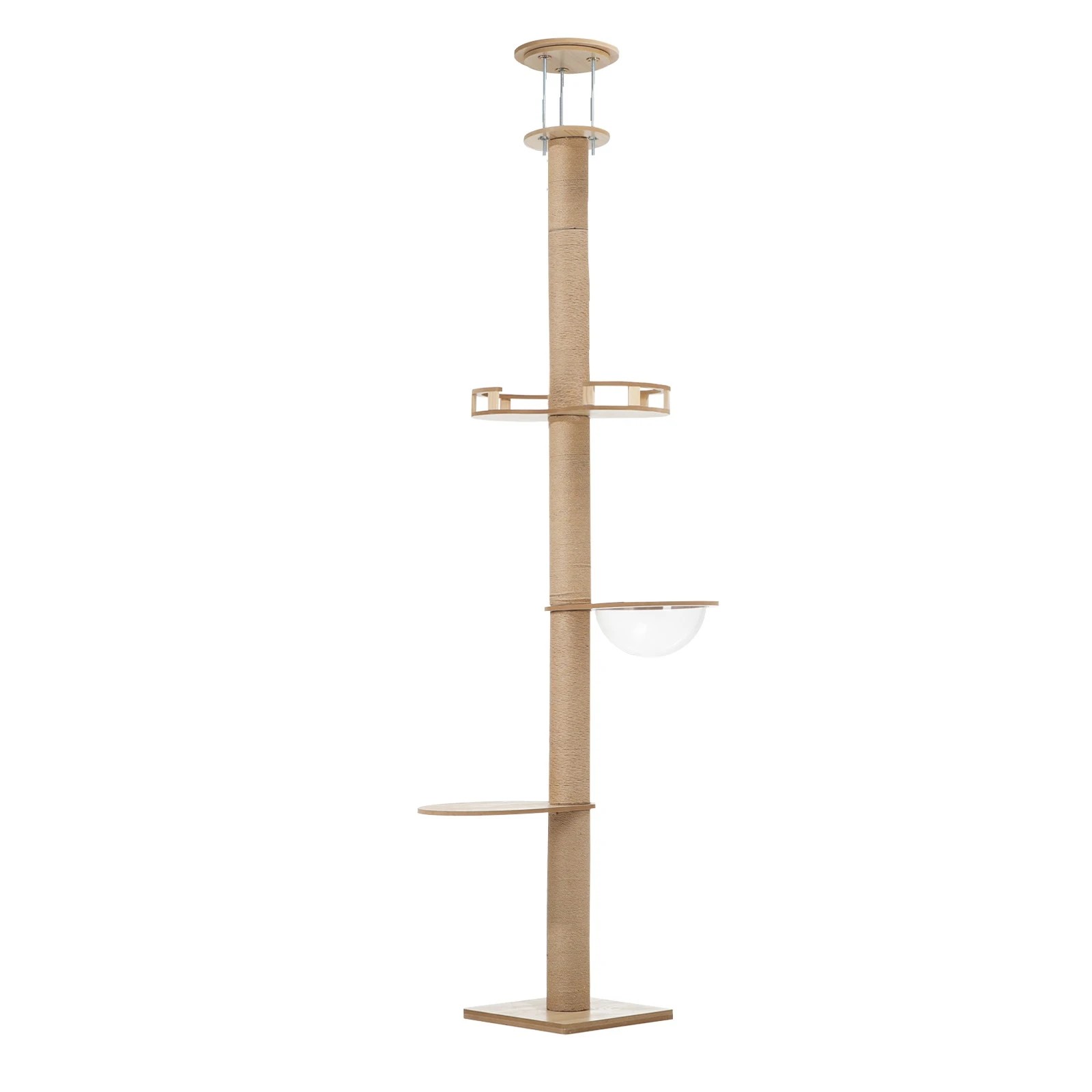 1 Alopet Cat Tree Wood Tower Scratching 270cm Post Scratcher Floor To Ceiling
 - Natural, 1 of 5