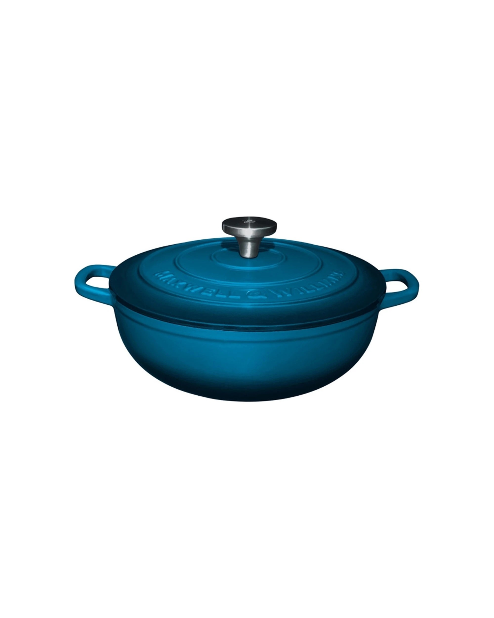 1 Maxwell & Williams Cast Iron 26cm Round Casserole Cookware 4L Oven Safe - Blue, 1 of 3