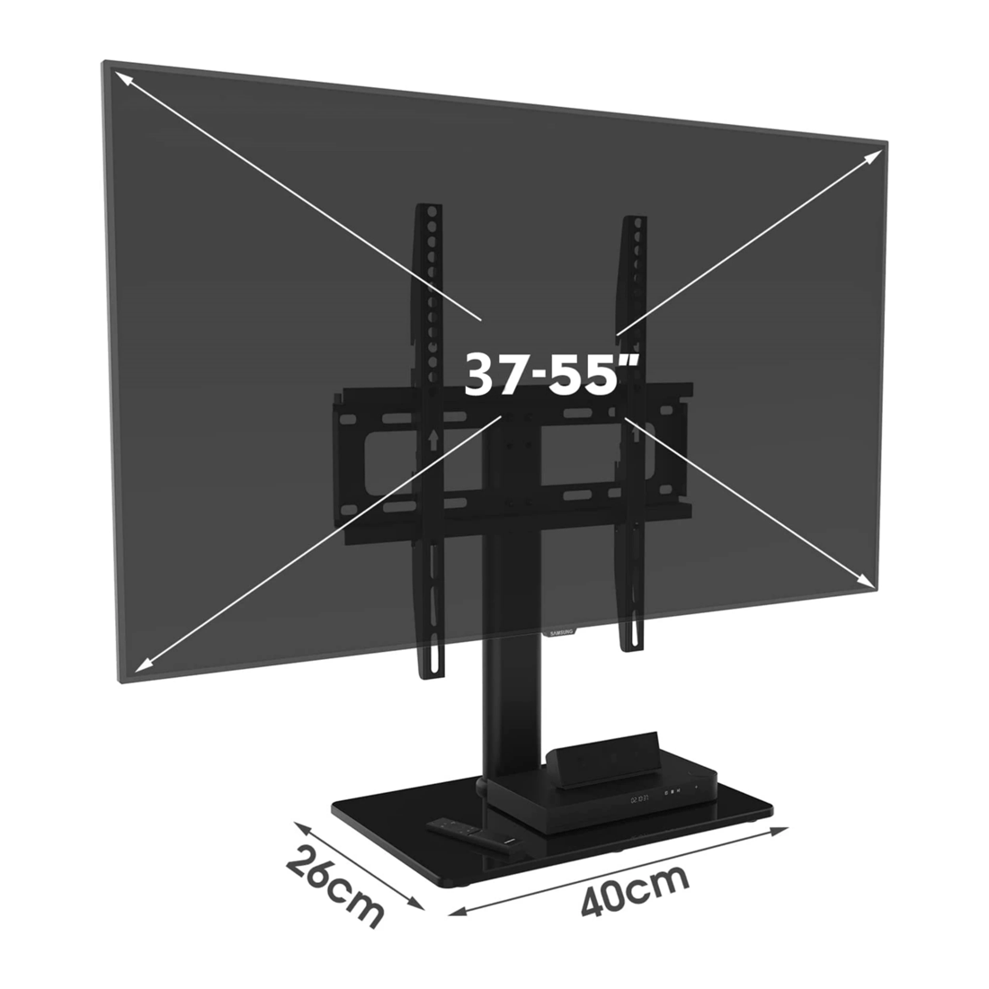 2 Universal Table Top Tv Stand With Bracket Adjustable Height For 37-55 Inch Various Vesa Black, 2 of 10