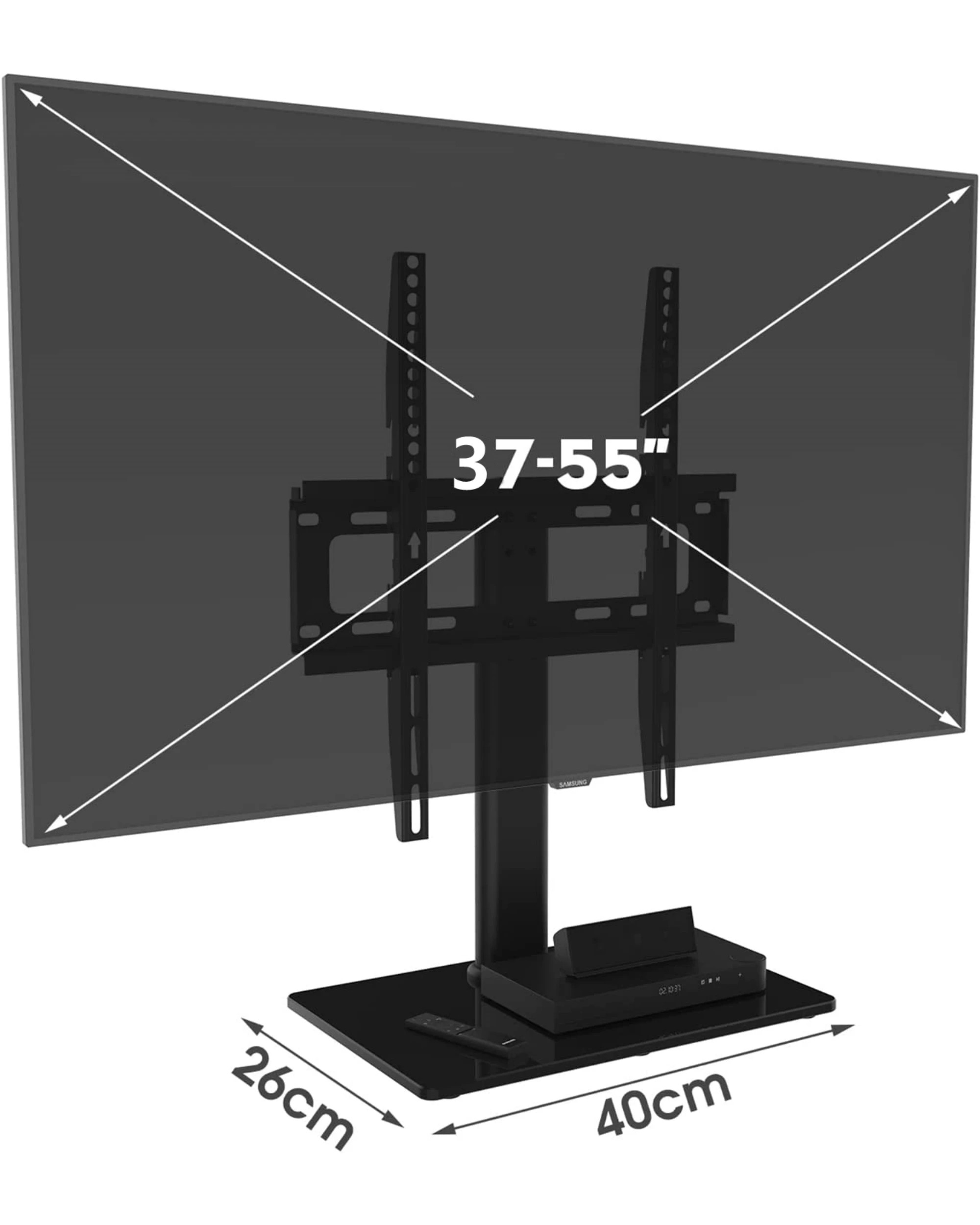 2 Universal Table Top Tv Stand With Bracket Adjustable Height For 37-55 Inch Various Vesa Black, 2 of 10