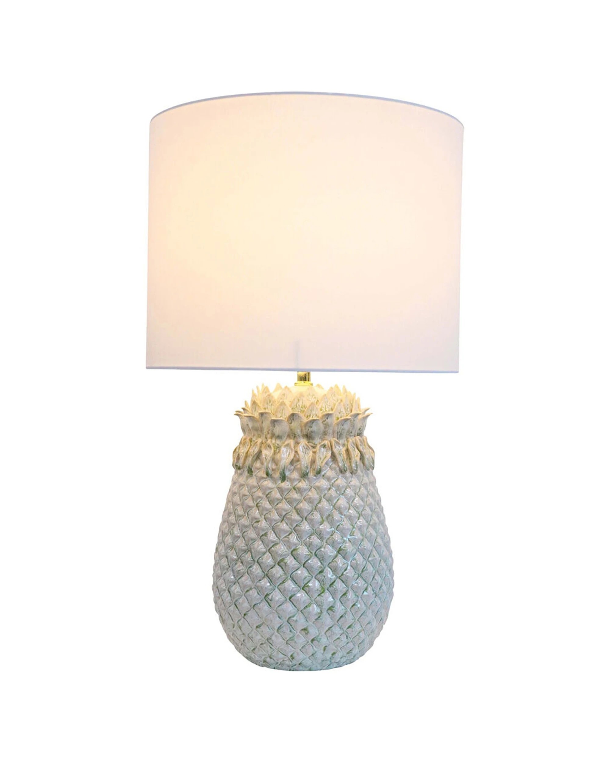 1 LVD Ceramic Cotton Textured Pineapple Bedroom Lamp 38x65cm - Natural, 1 of 2