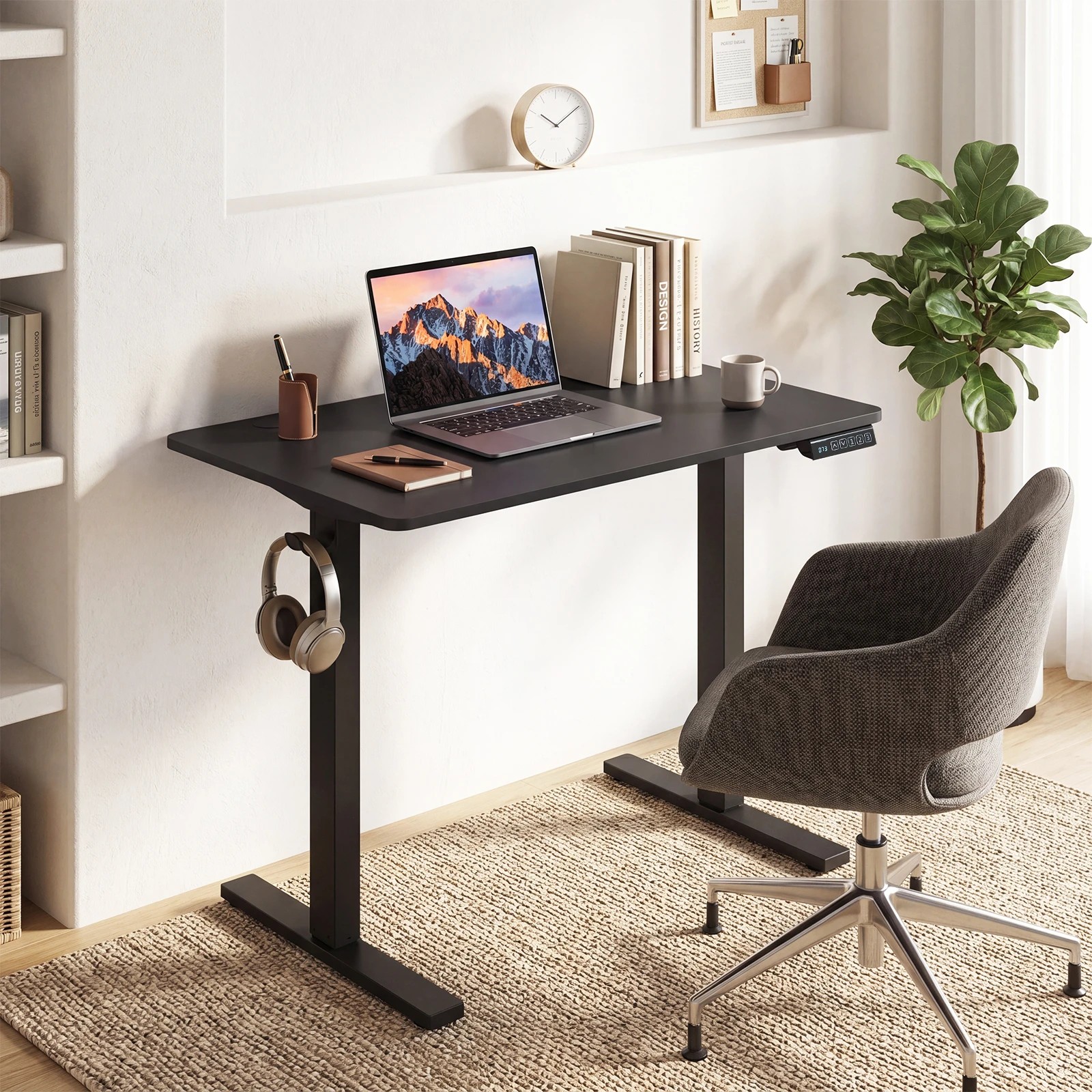 3 Costway Compact Electric Standing Desk Height Adjustable Computer Desk 80 x 60cm - Black, 3 of 4